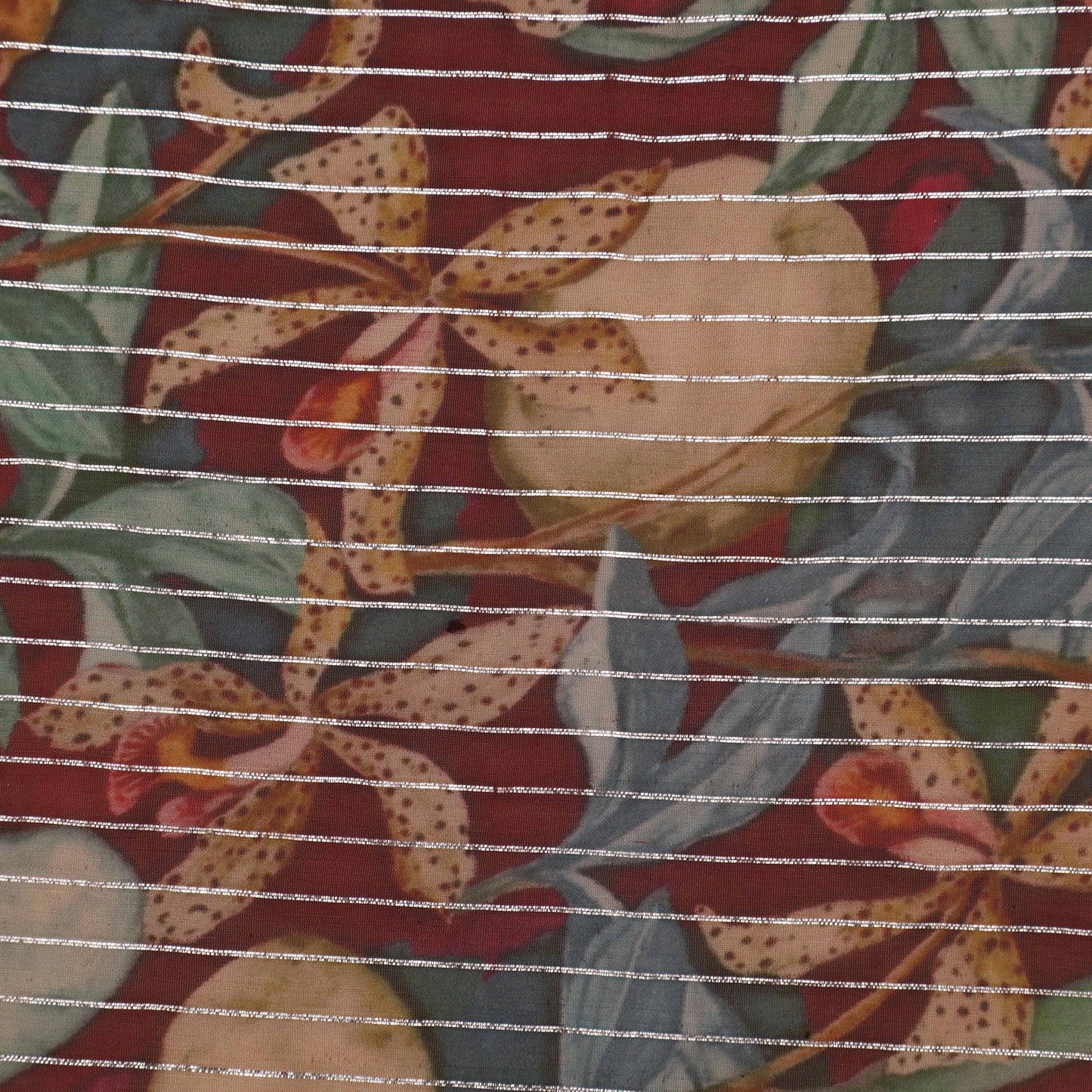 Multi Color Chiffon Lurex Hydra Print Fabric