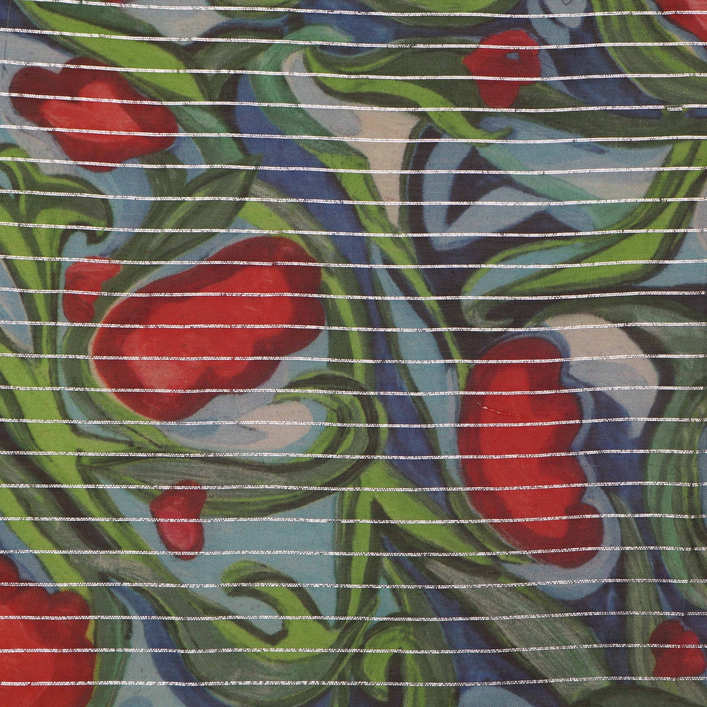 Multi Color Chiffon Lurex Hydra Print Fabric