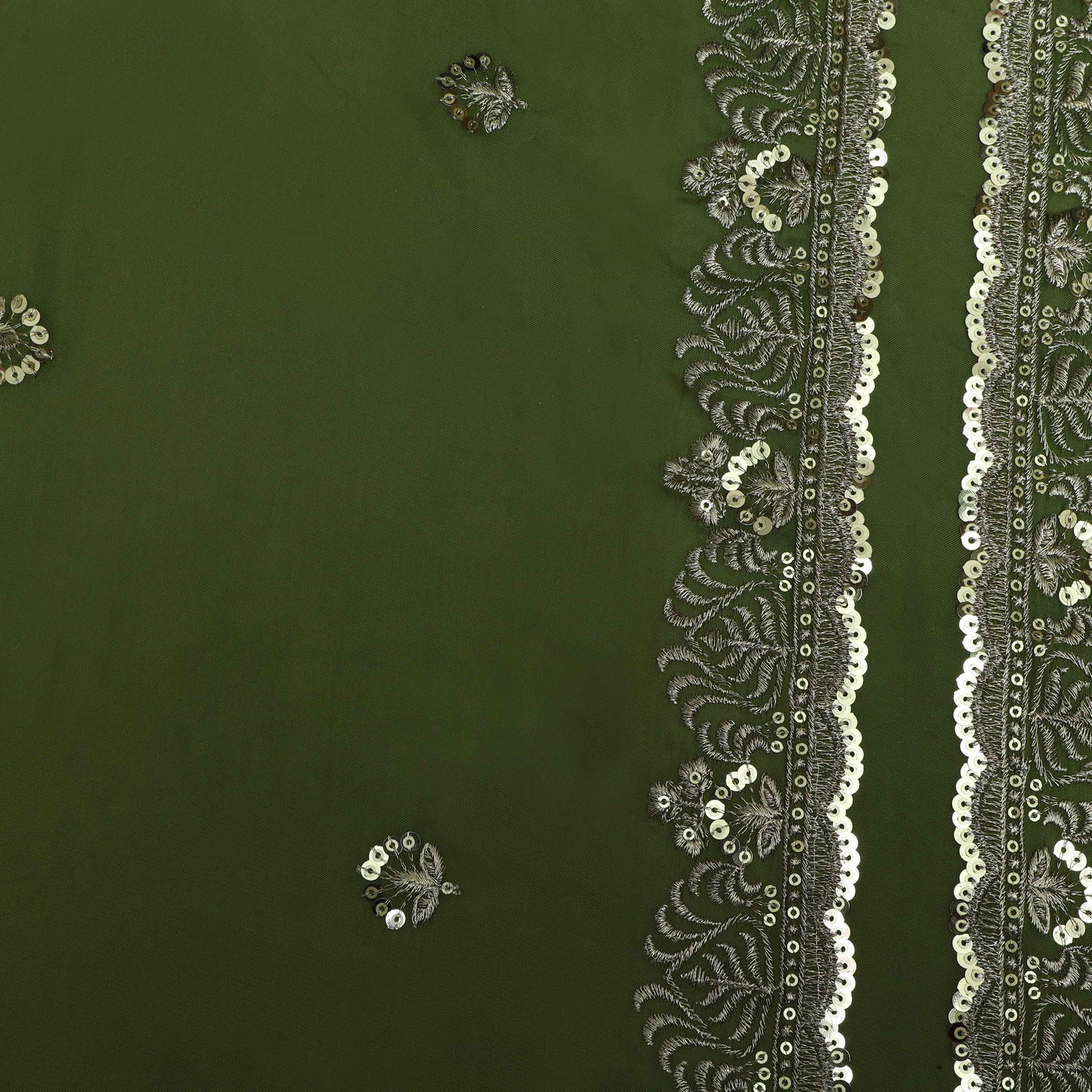 Mehndi Green Color Organza Border Embroidery Fabric