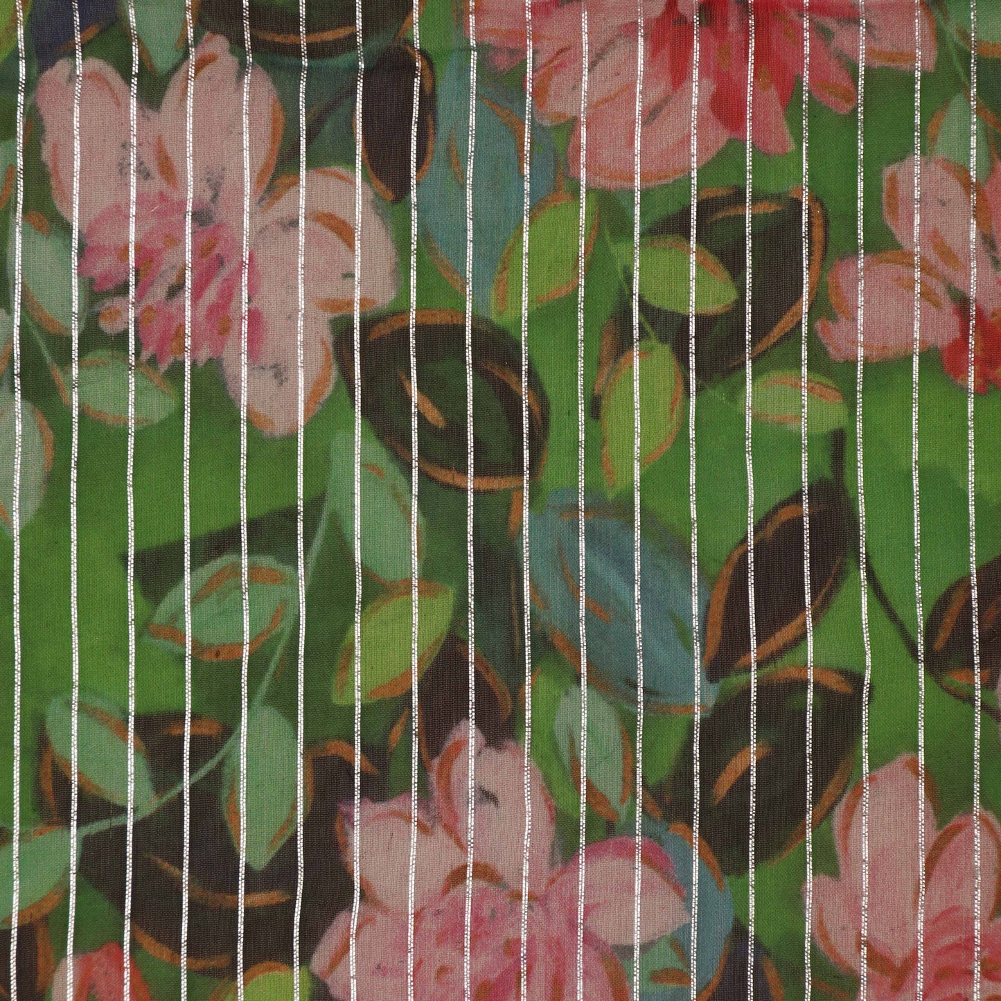 Multi Color Chiffon Lurex Hydra Print Fabric