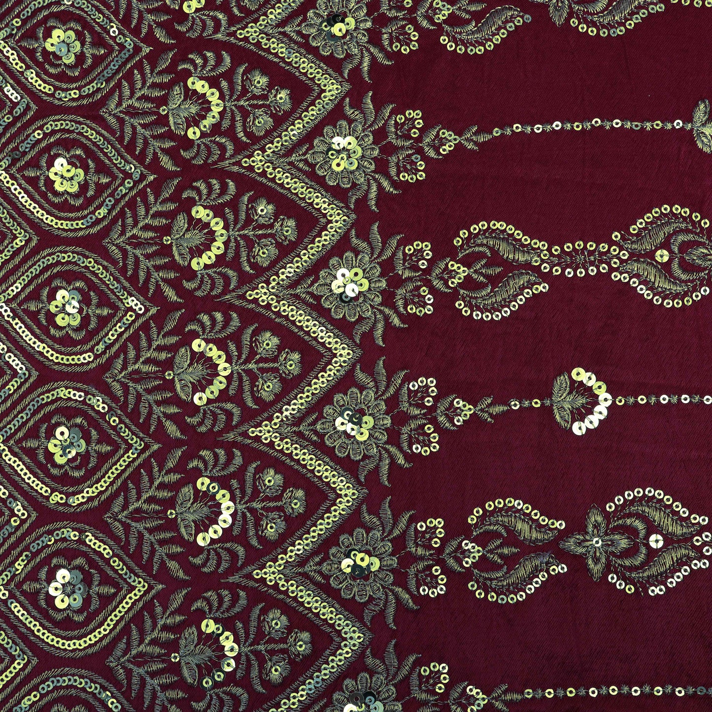Maroon Color Gajji Silk Border Embroidery Fabric