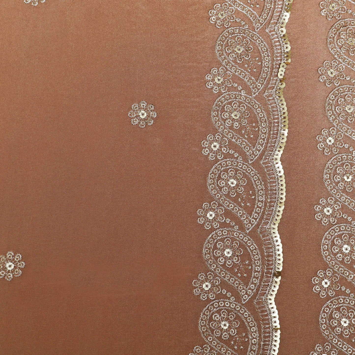 PEACH Color Tissue border embroidery Fabric