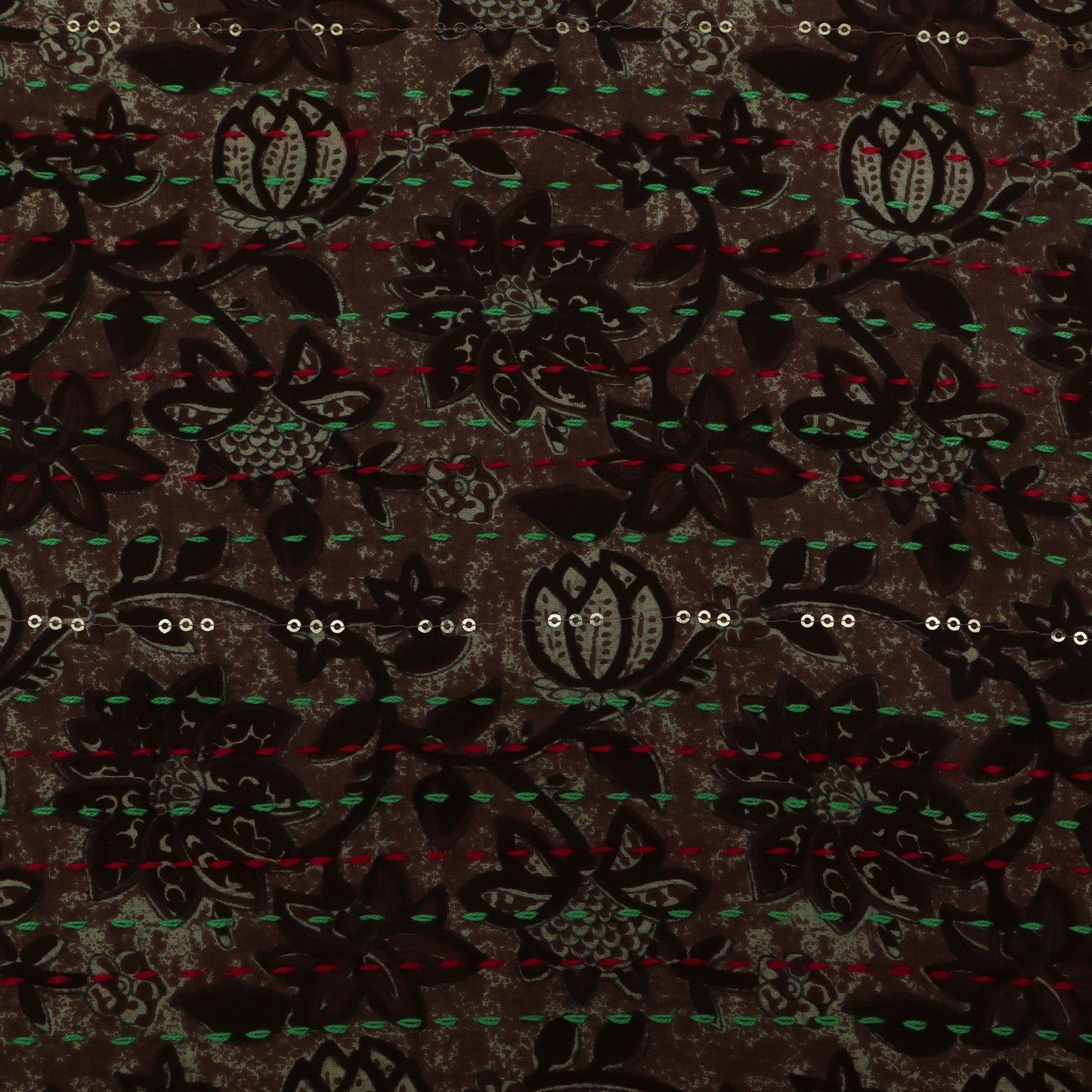 Multi-Color COTTON PRINT KANTHA WORK Fabric