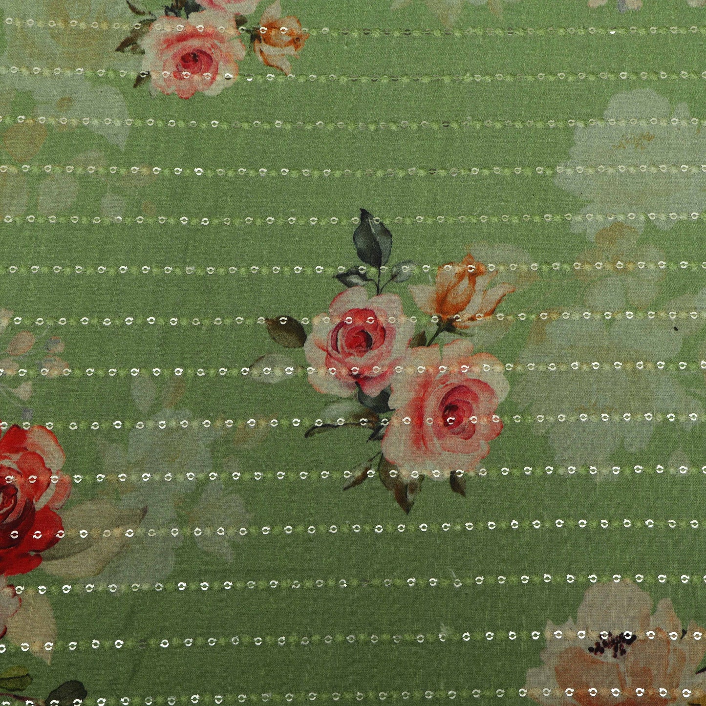 Colored COTTON PRINT EMBROIDERY Fabric