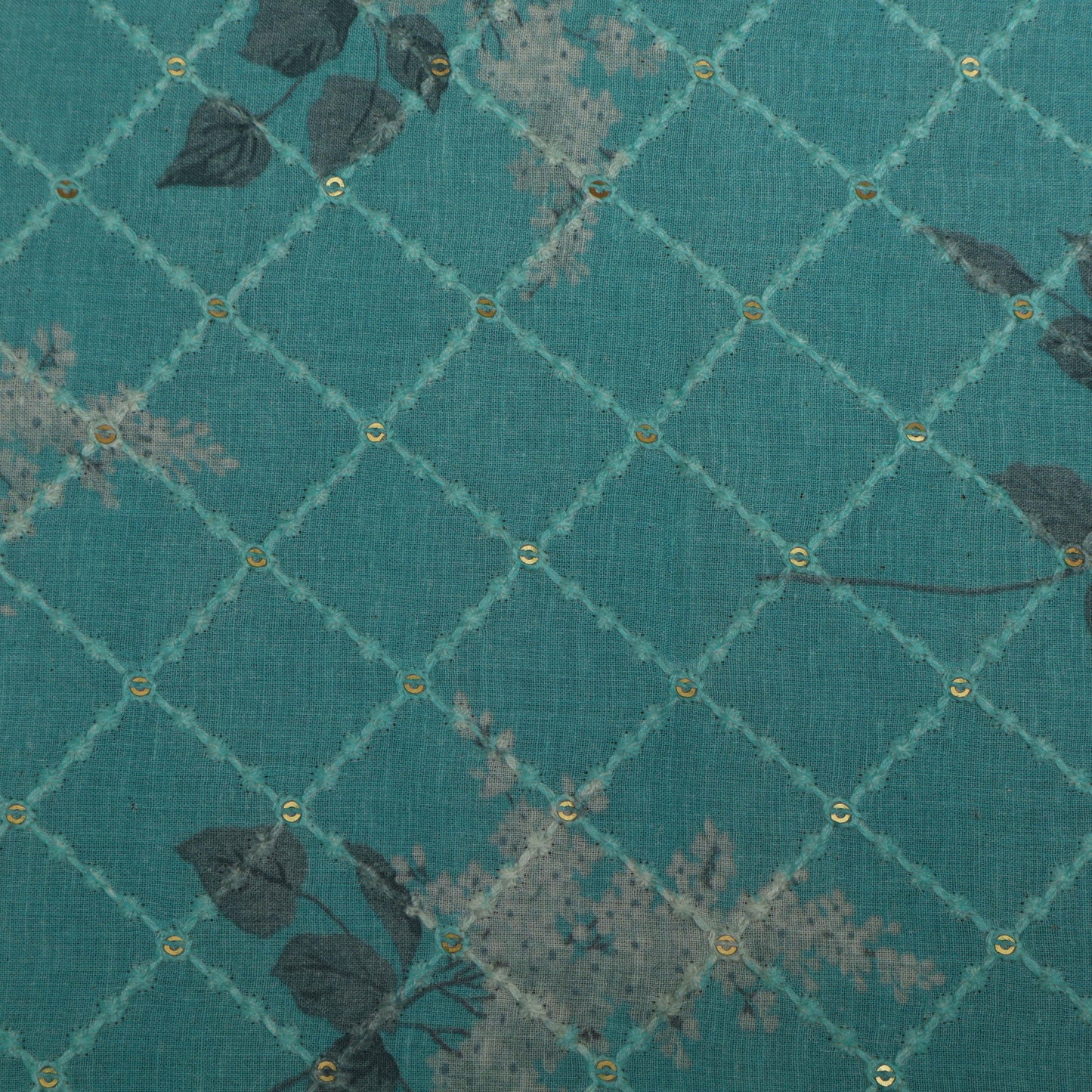 Colored COTTON PRINT EMBROIDERY Fabric