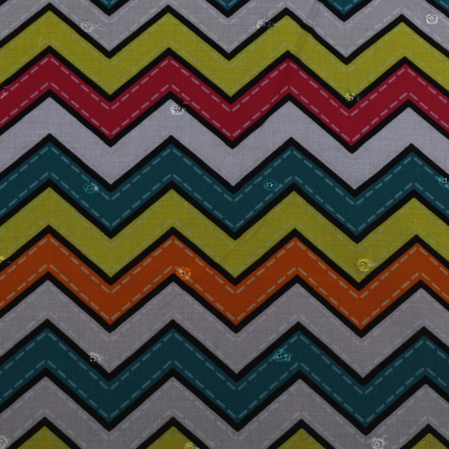 Multi-Color Cotton Embroidery Fabric