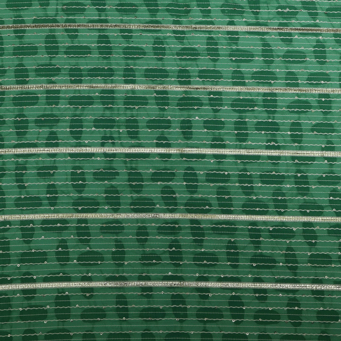 Green Color Glace Cotton Print Gota Work Fabric