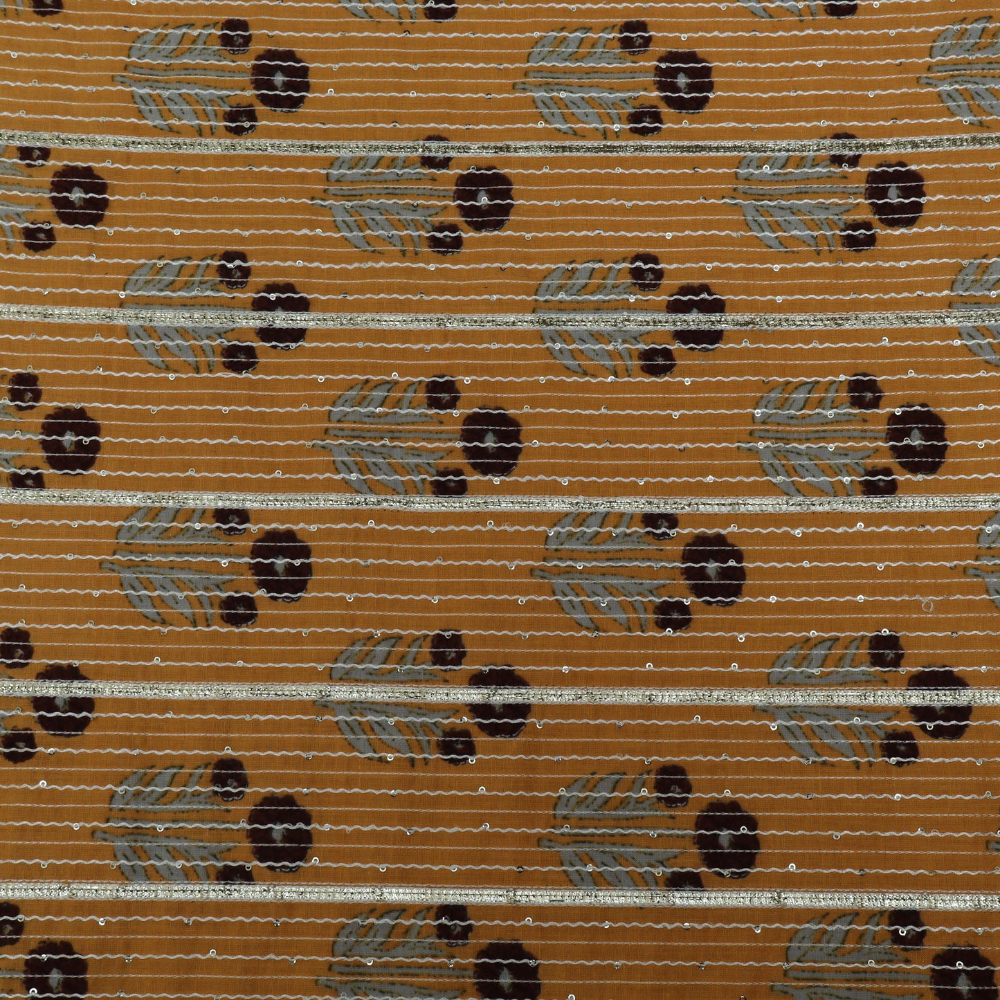 YELLOW Color Chanderi Batik Print Gota Work Fabric