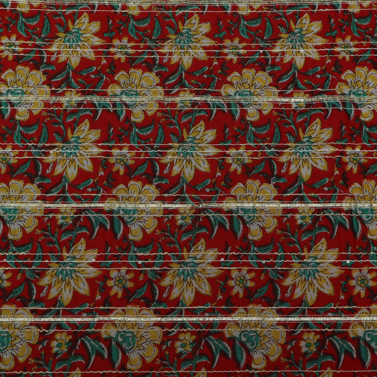 Multi-Color Cotton Print Gota Work Fabric