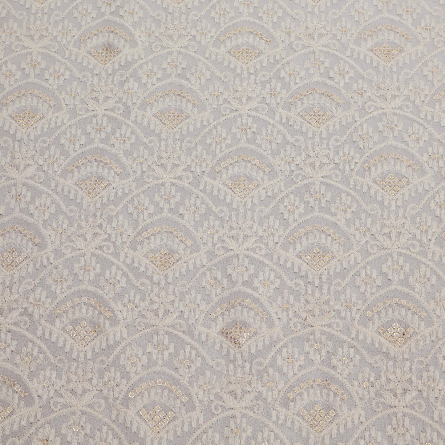 White Color Georgette Embroidery Fabric