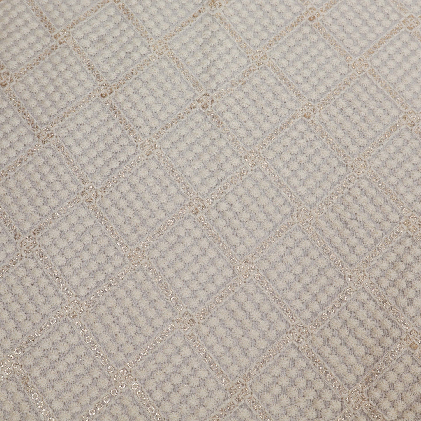 White Color Georgette Embroidery Fabric