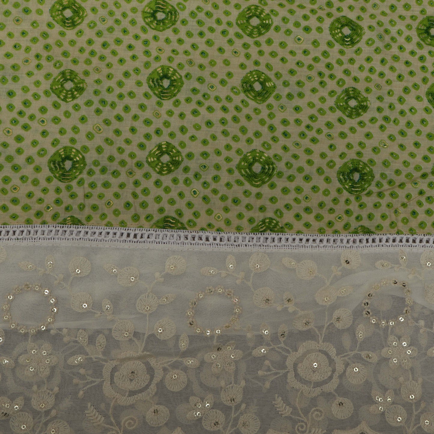 Colored Cotton Foil Print Border Embroidery Fabric