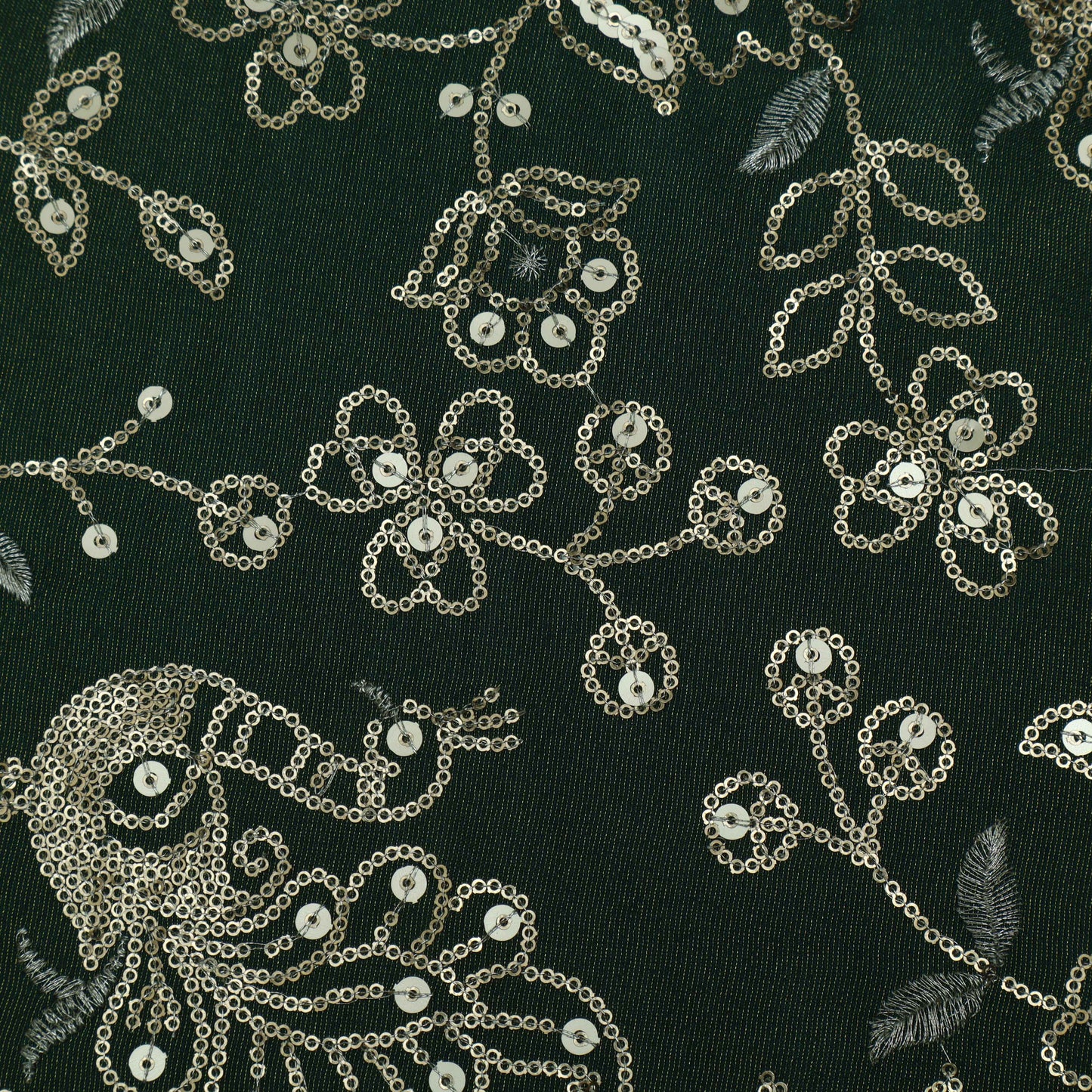 Mehndi Green Color Tissue Embroidery Fabric