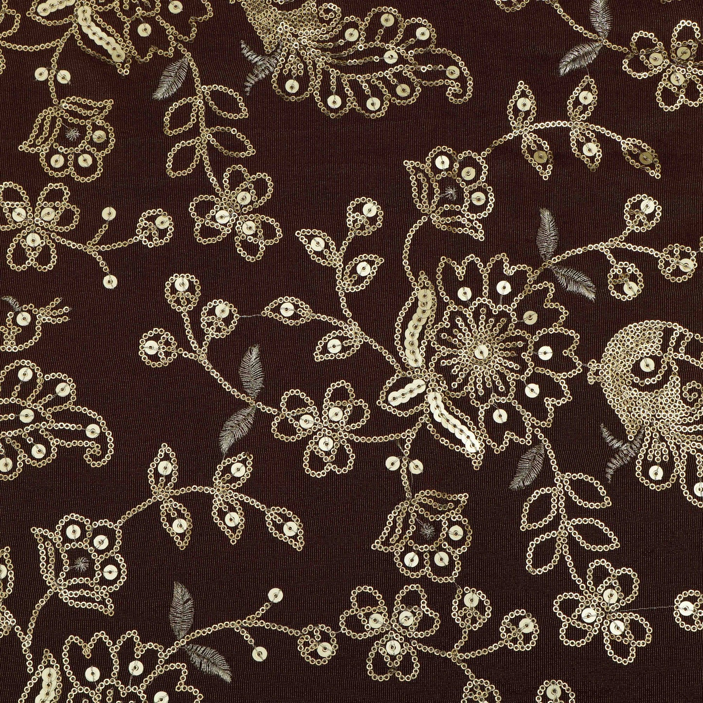 Wine Color Tissue Embroidery Fabric