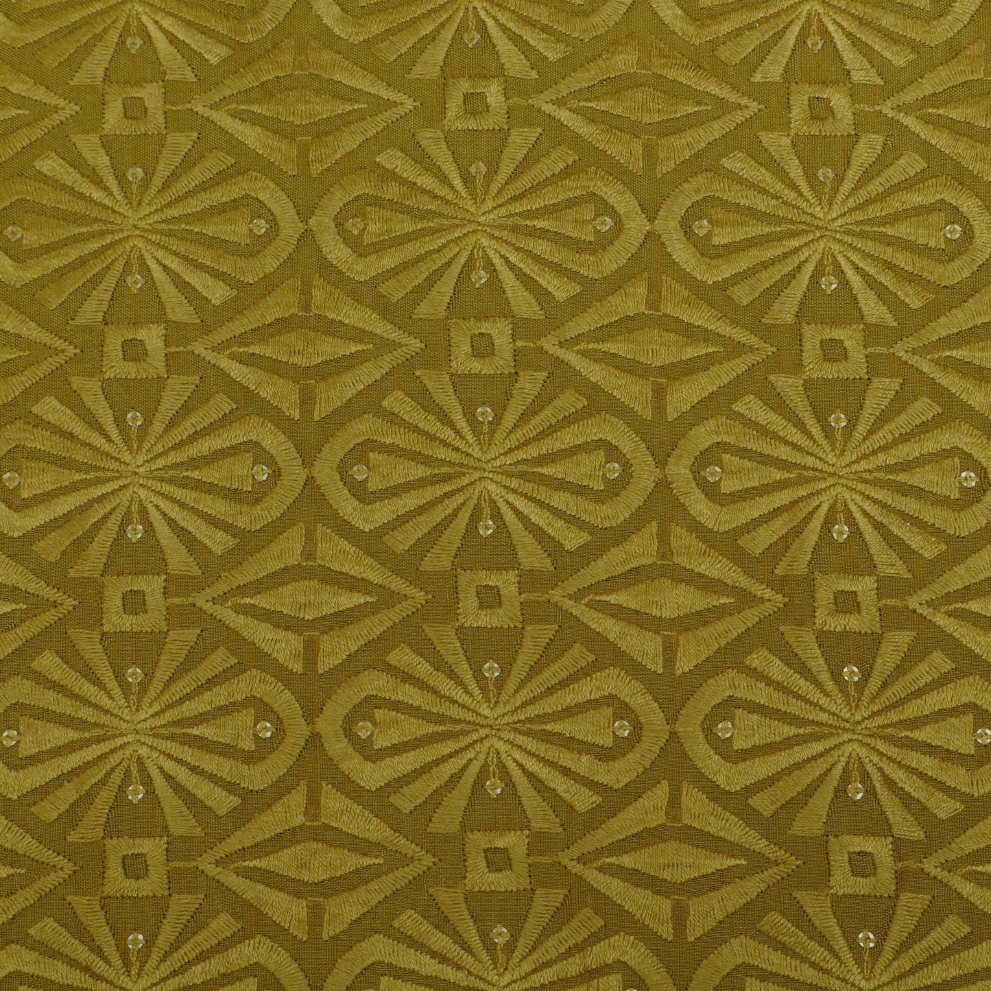 Mustard Color Nokia Silk Embroidery Fabric