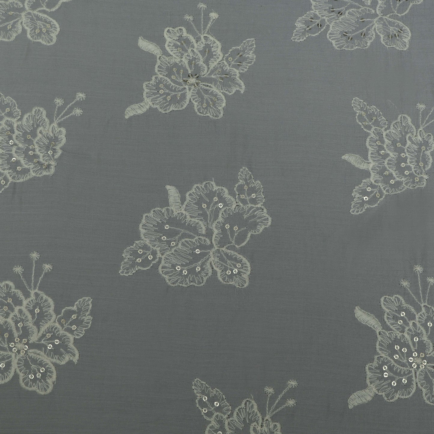 Grey Color Modal Cotton Embroidery Fabric