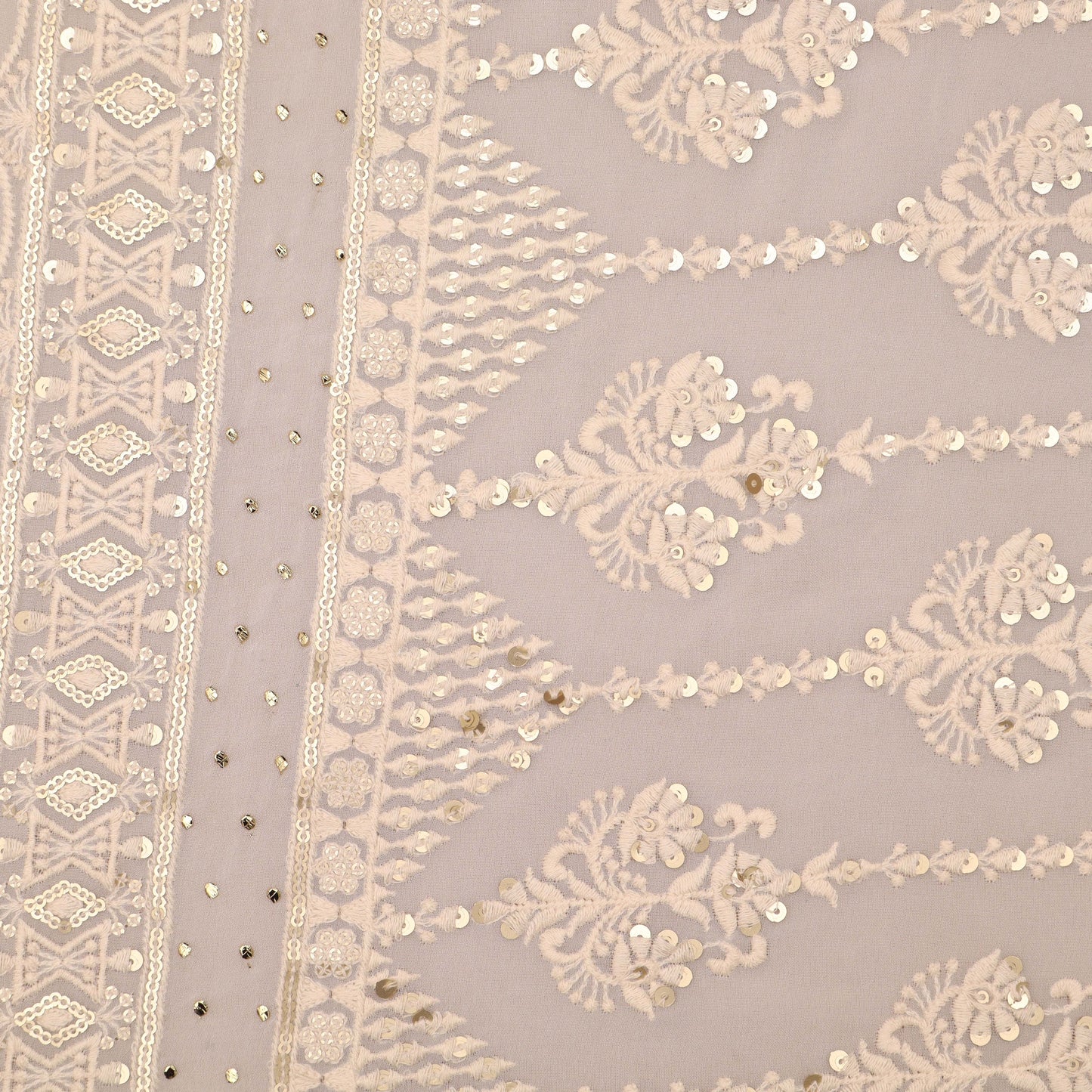 White Color Georgette Embroidery Fabric