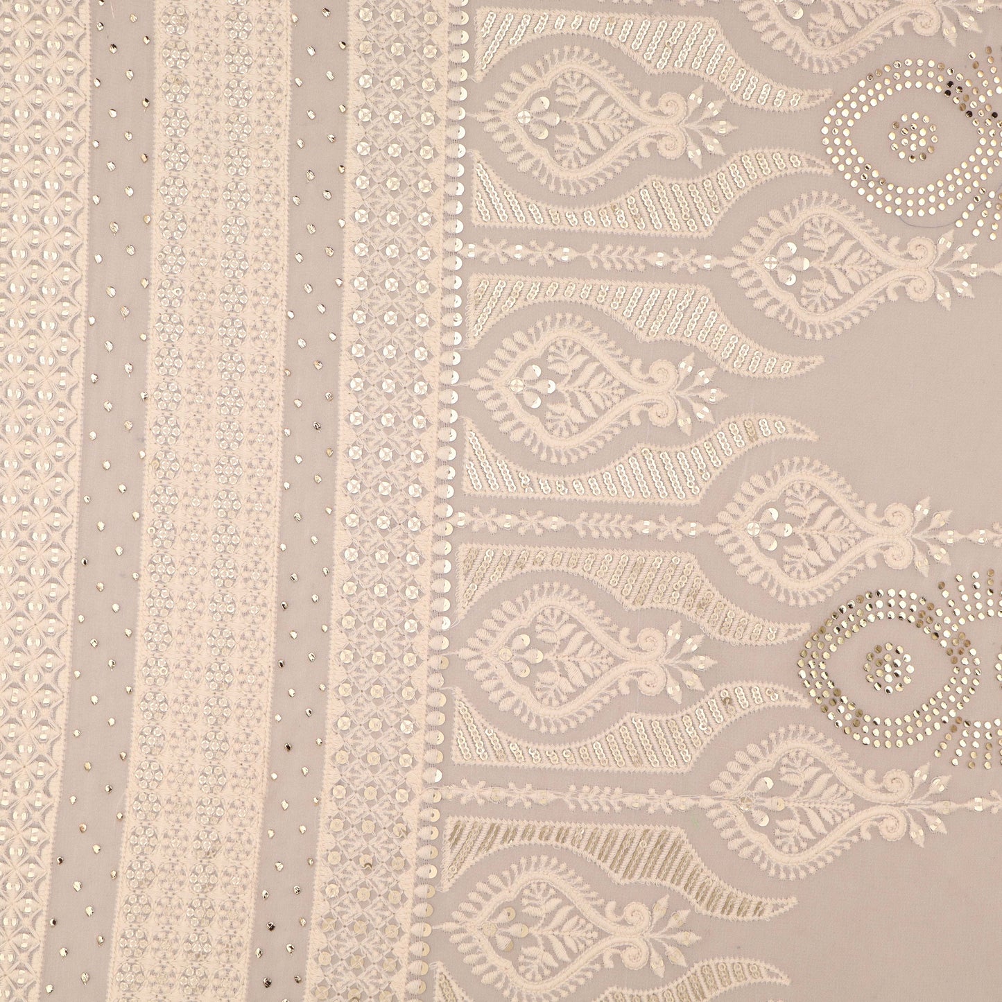 White Color Georgette Embroidery Fabric