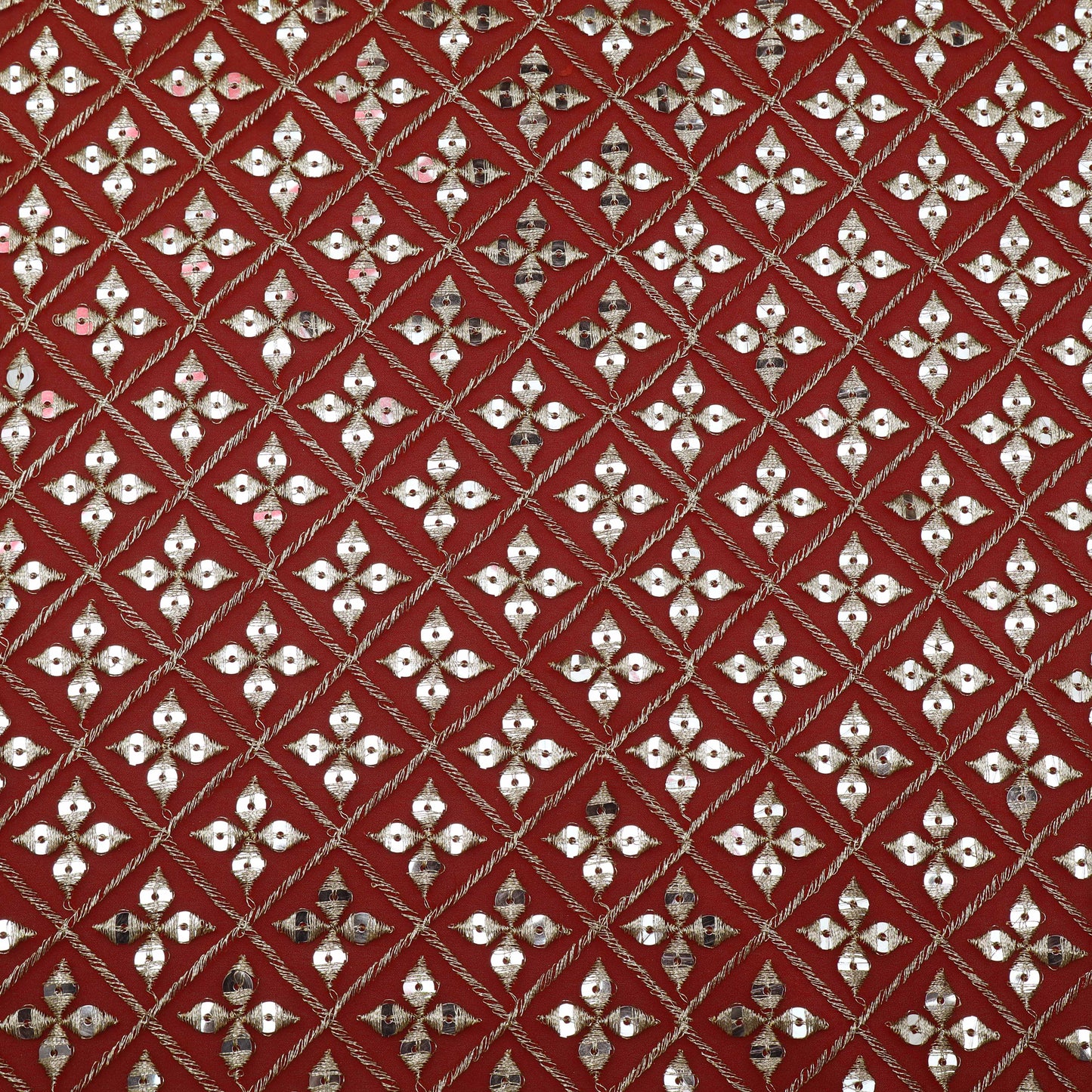 RED Color Georgette Embroidery Fabric