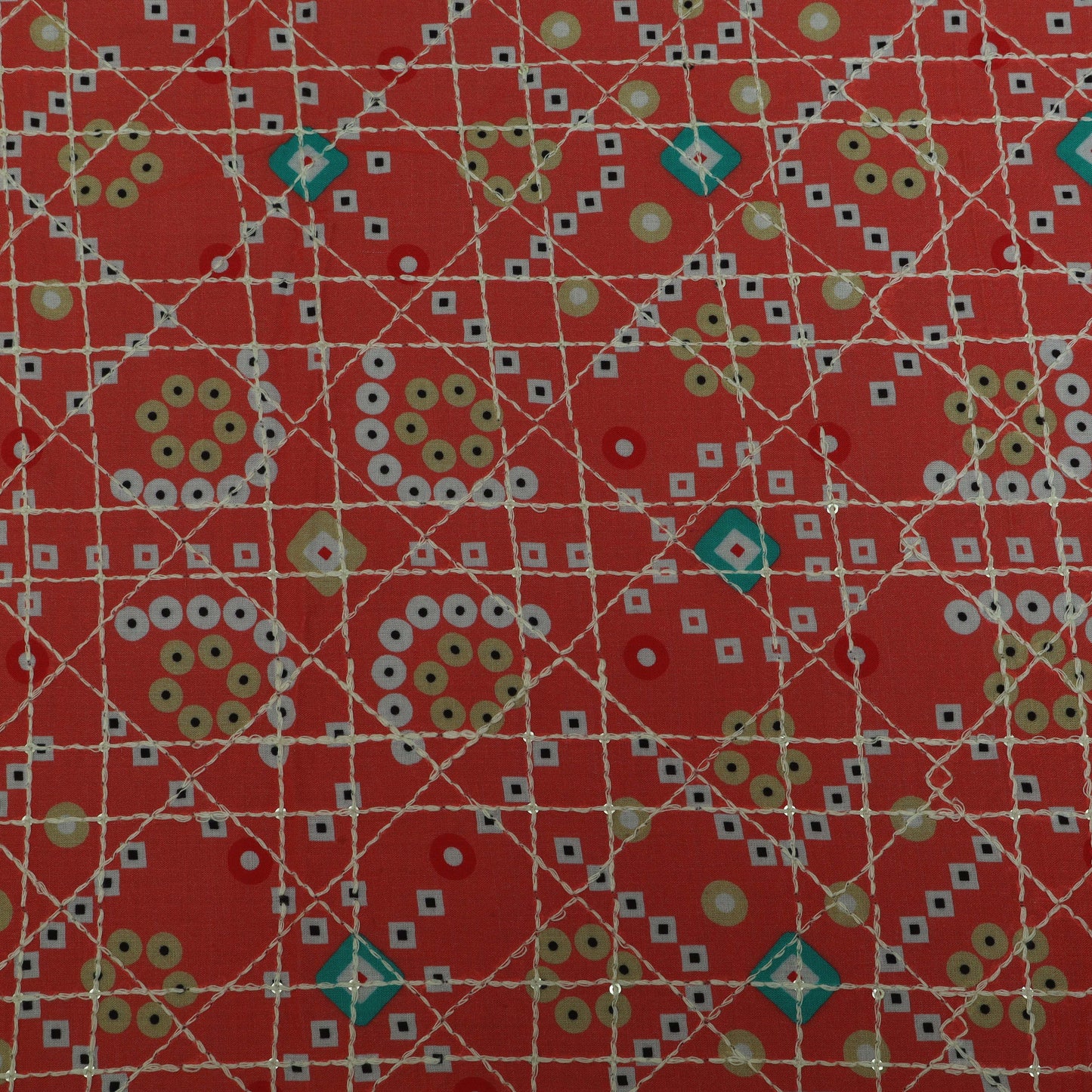 Multi-Color Muslin Print Embroidery Fabric