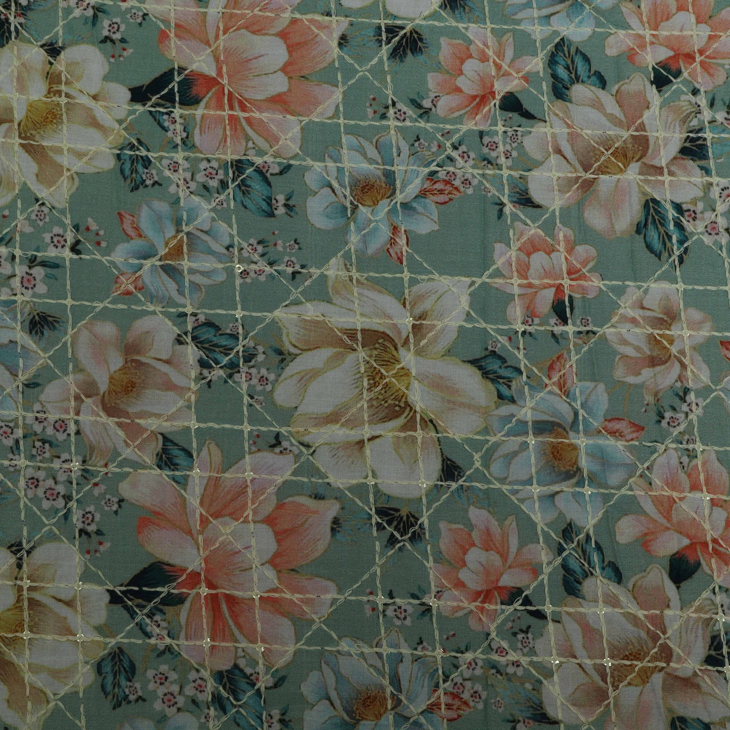 Multi-Color Muslin Print Embroidery Fabric