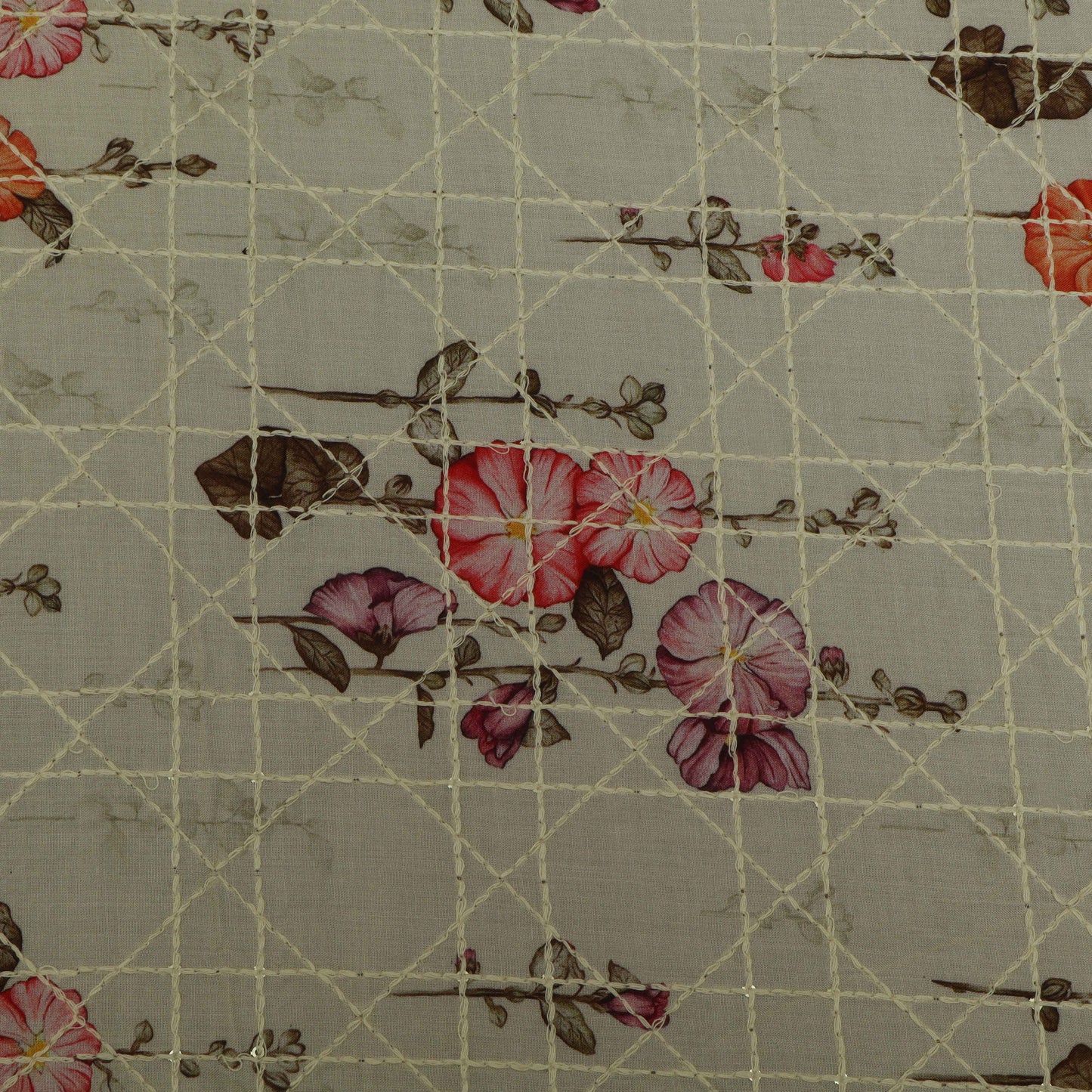 Multi-Color Muslin Print Embroidery Fabric