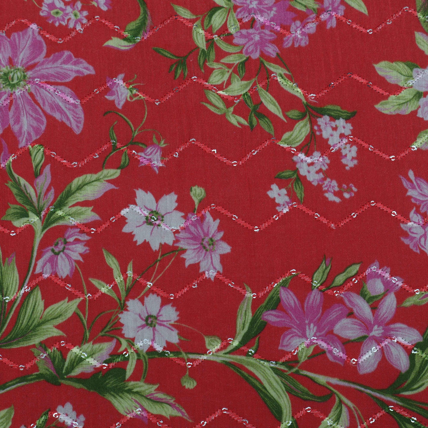 Multi-Color MulMul silk Print Embroidery Fabric