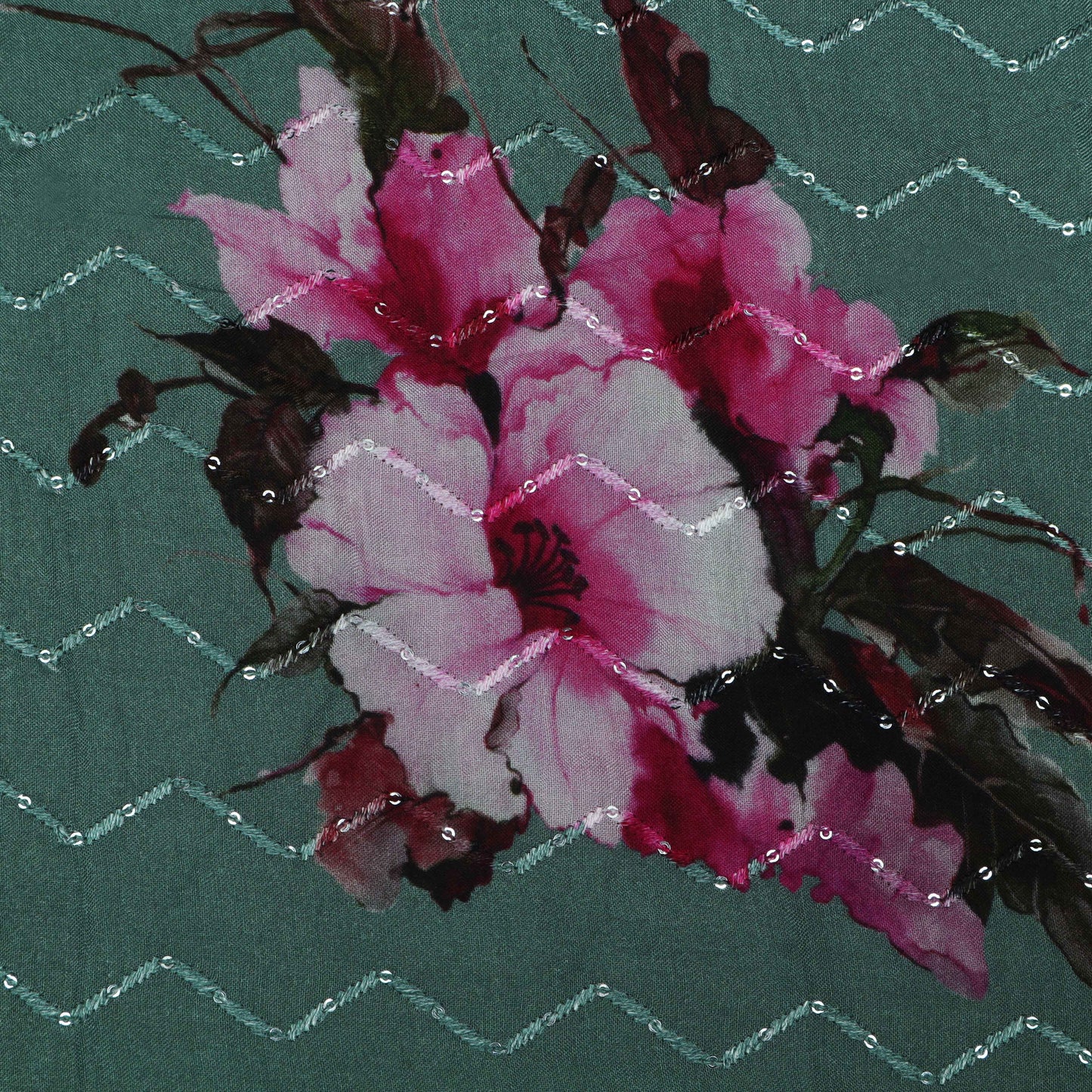 Multi-Color MulMul silk Print Embroidery Fabric