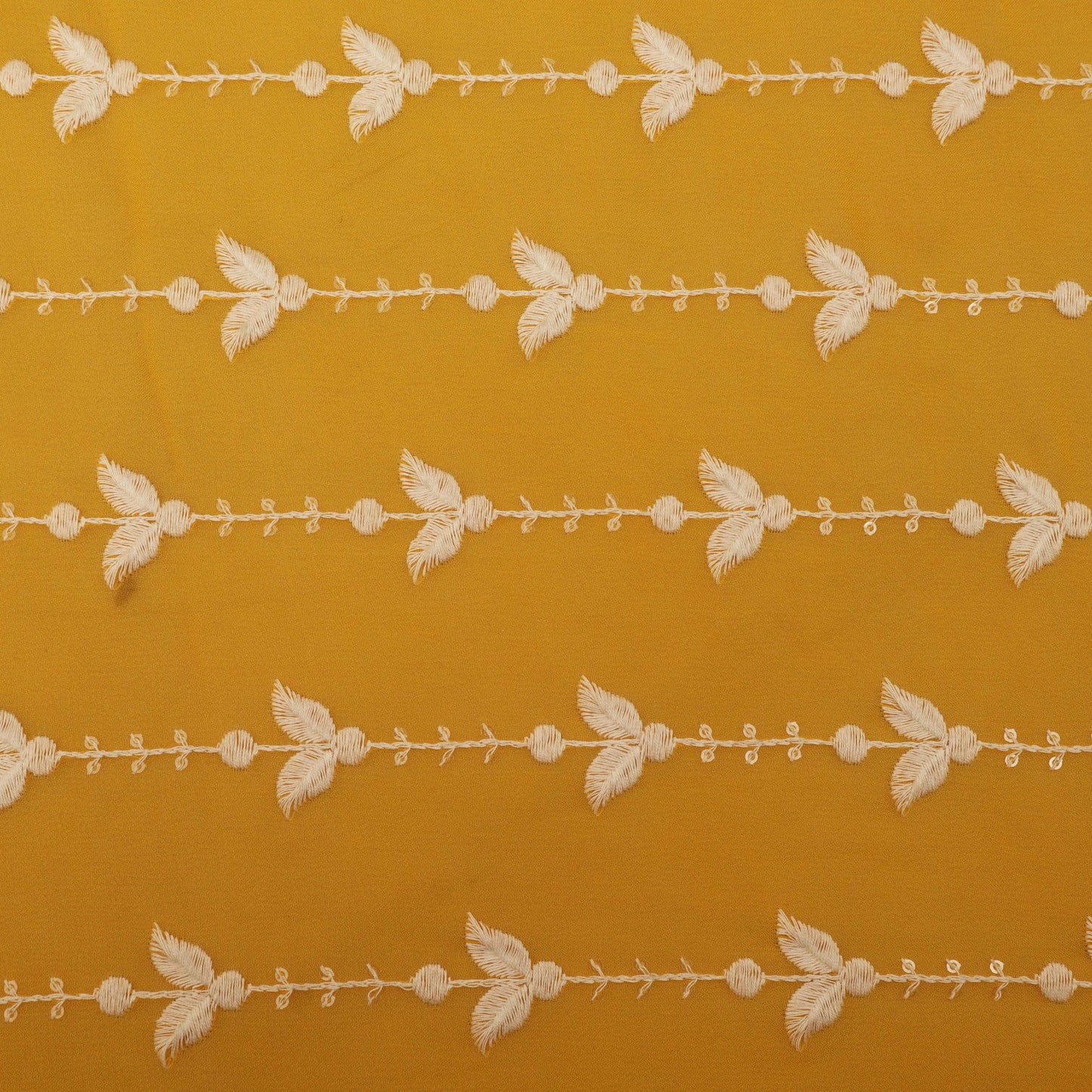 YELLOW Color Georgette Embroidery Fabric