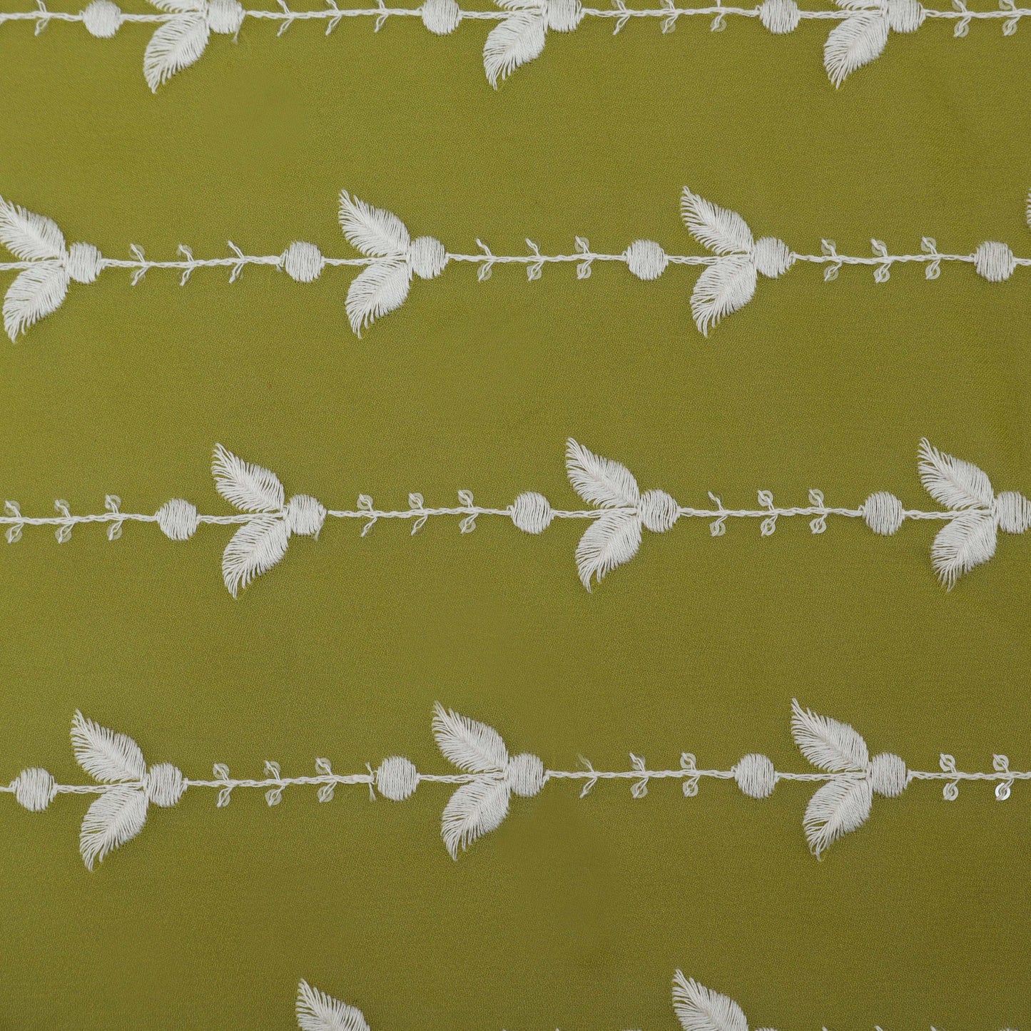 Mehndi Green Color Georgette Embroidery Fabric