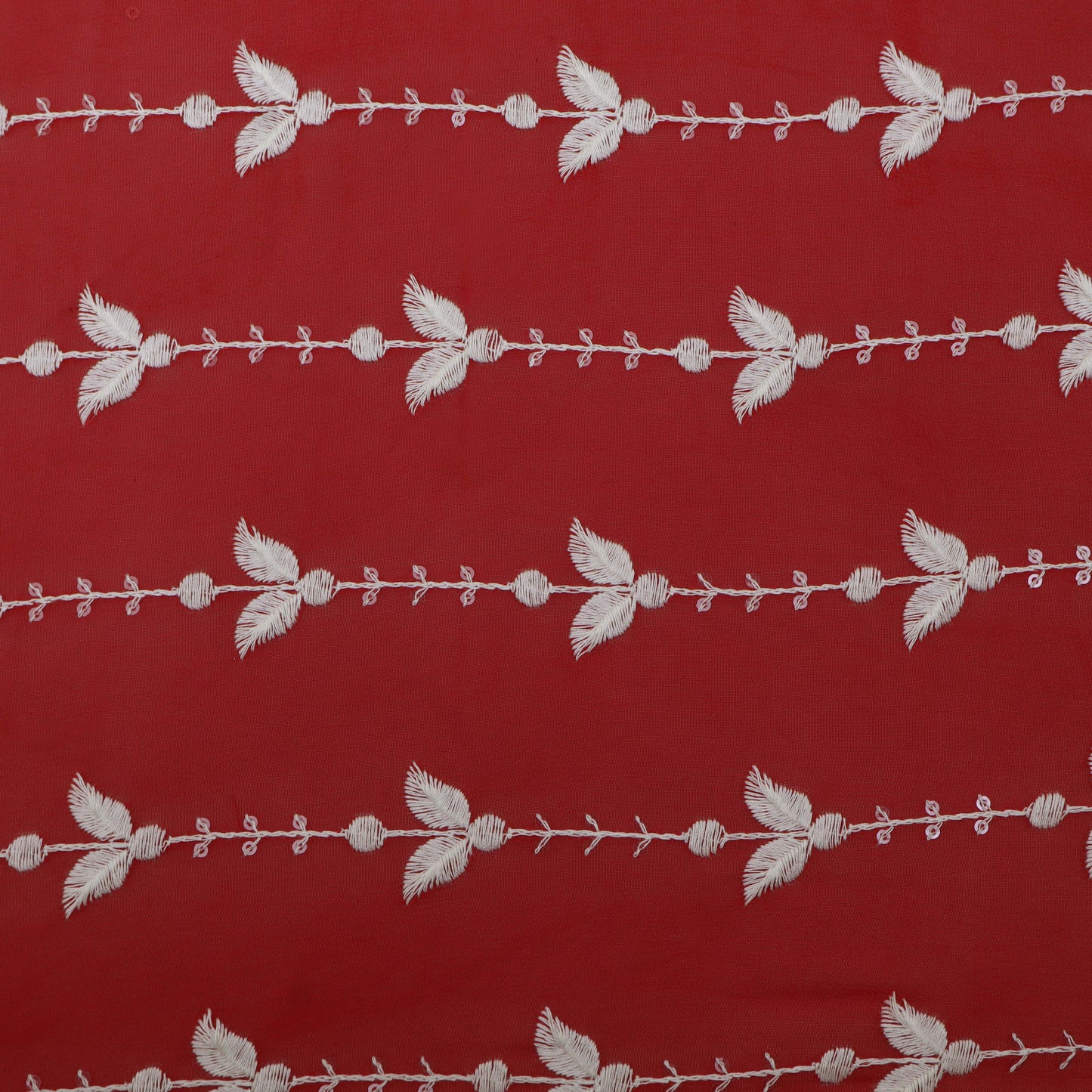 RED Color Georgette Embroidery Fabric