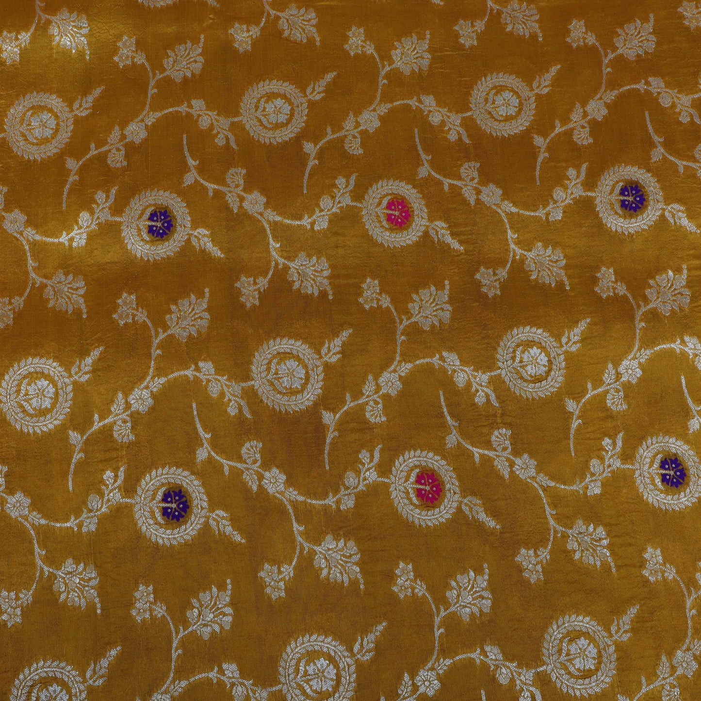 Mustard Color Katan Dupion Silk Brocade Fabric