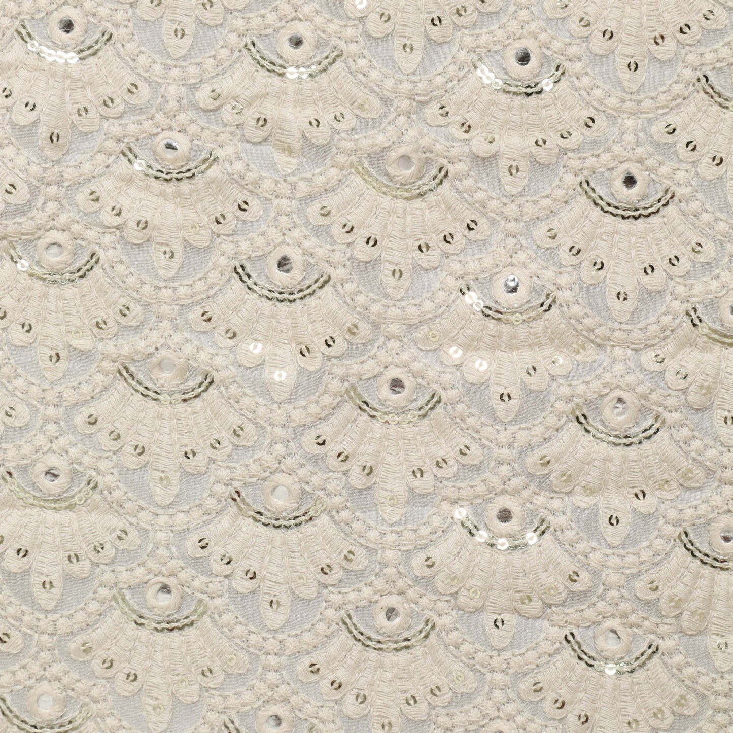 White Color Georgette Embroidery Fabric