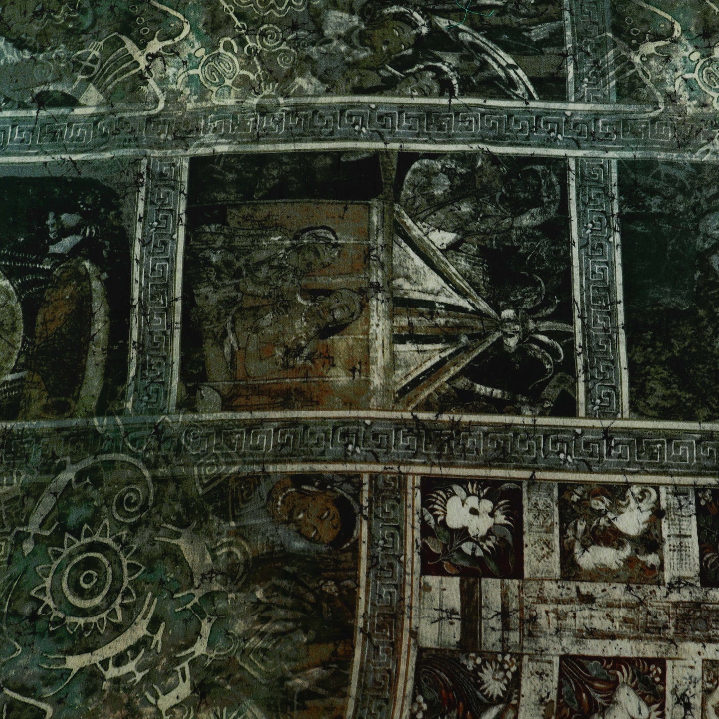 Multicolor Dupion Silk Print Fabric