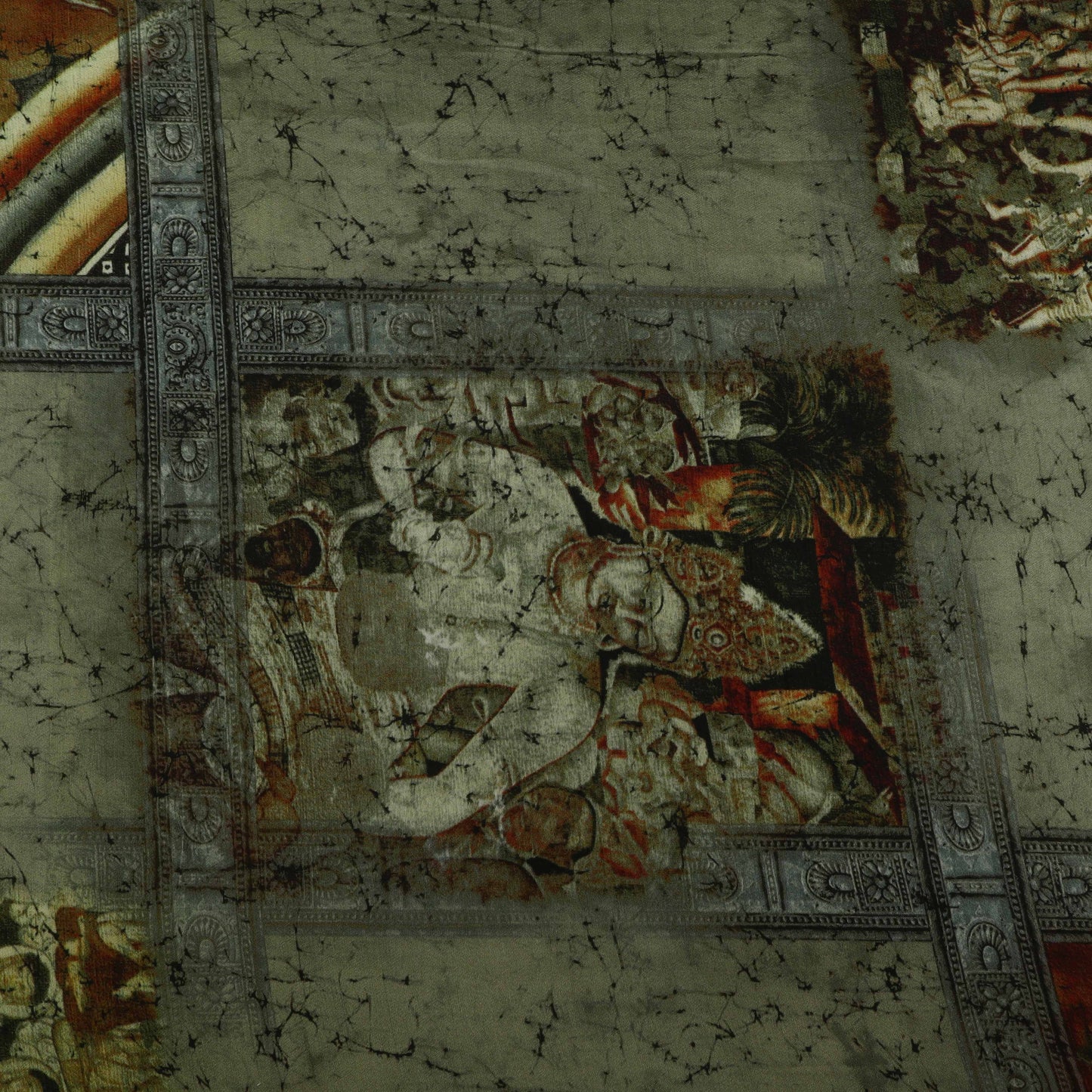 Multicolor Dupion Silk Print Fabric