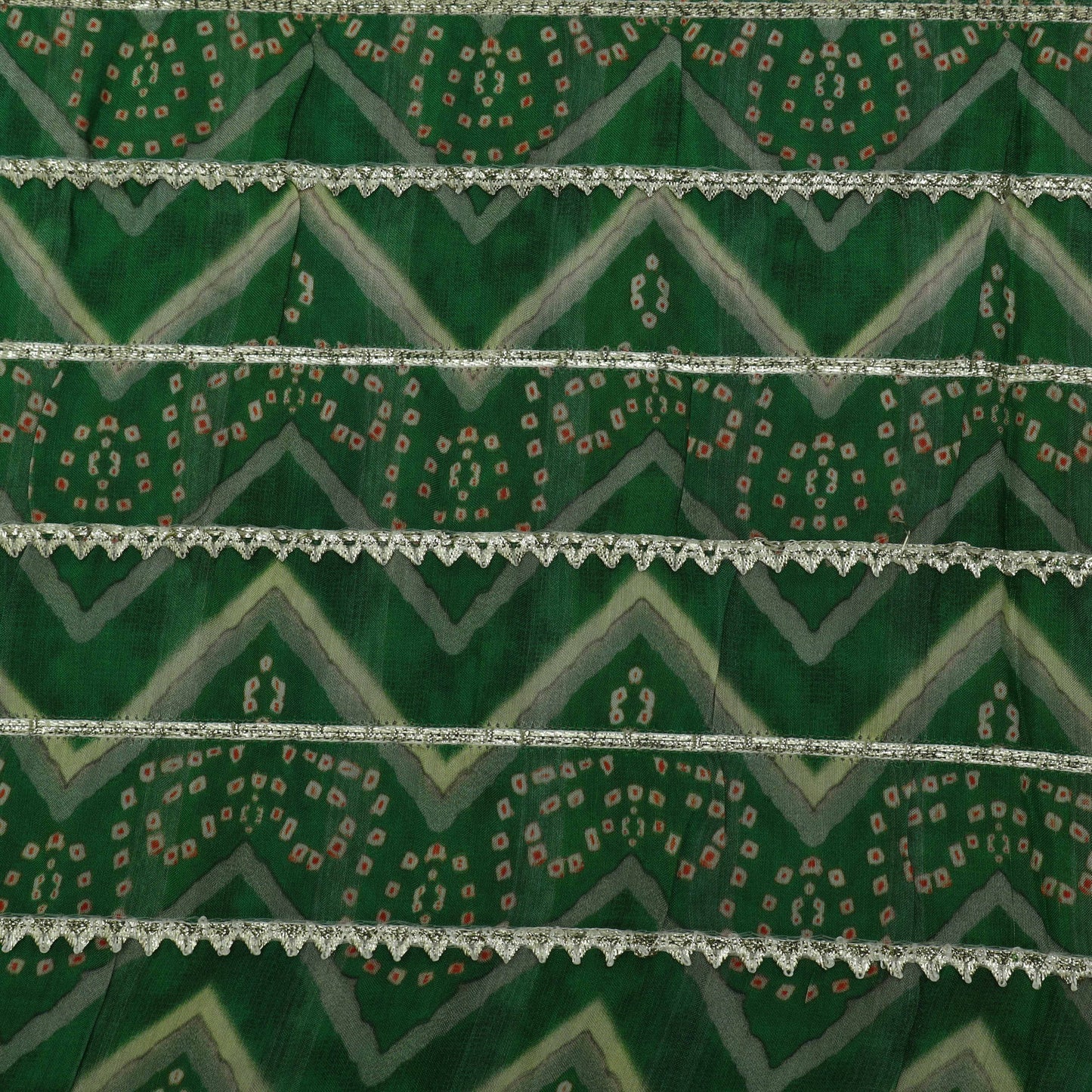 Green Color MulMul silk Print Gota Work Fabric