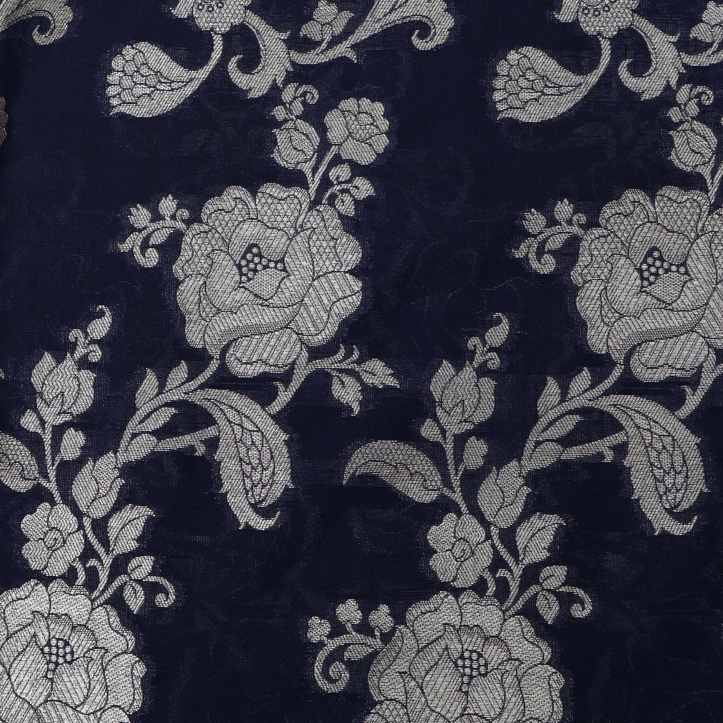 NAVY BLUE Color KATAN BROCADE Fabric