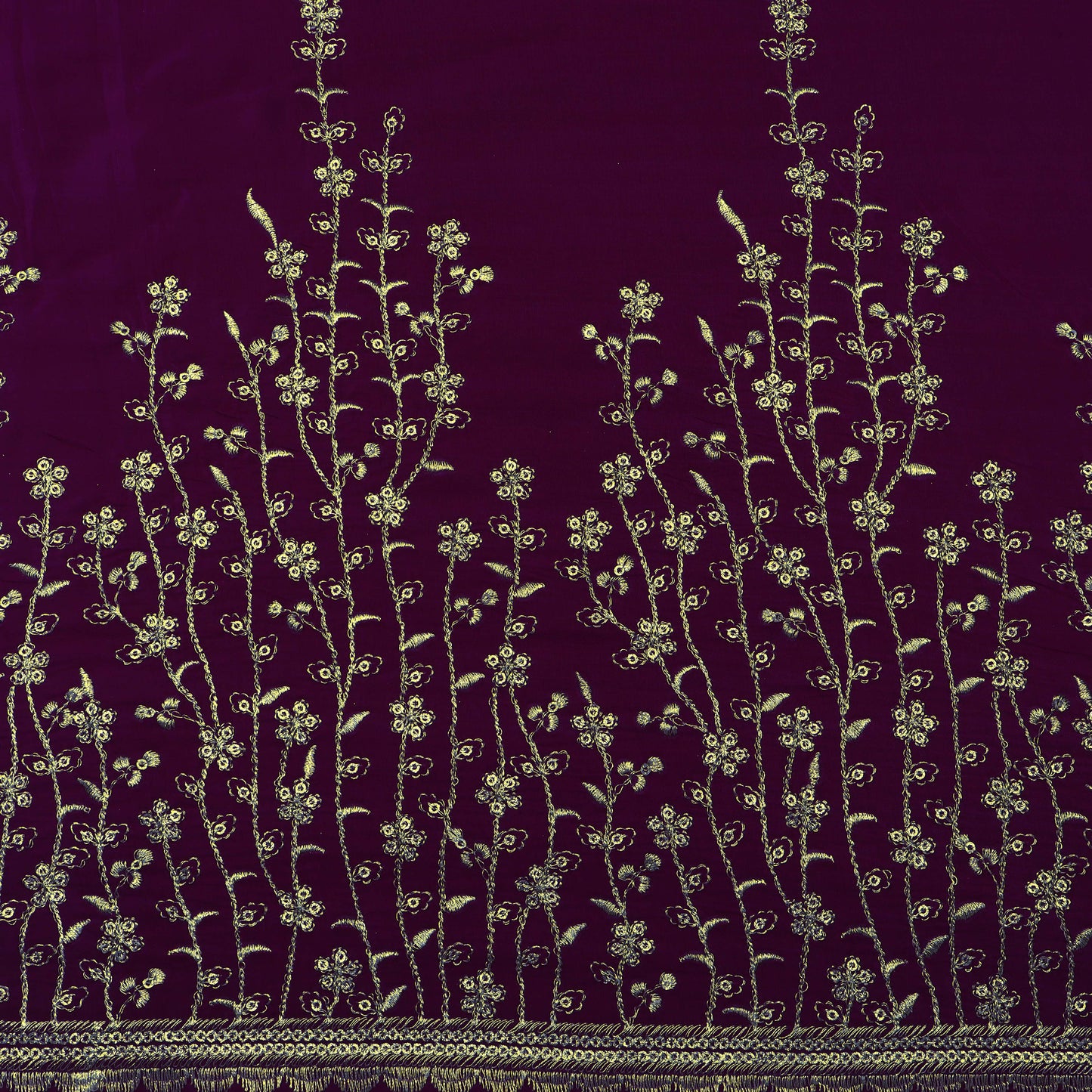 Crepe Border Embroidery Fabric