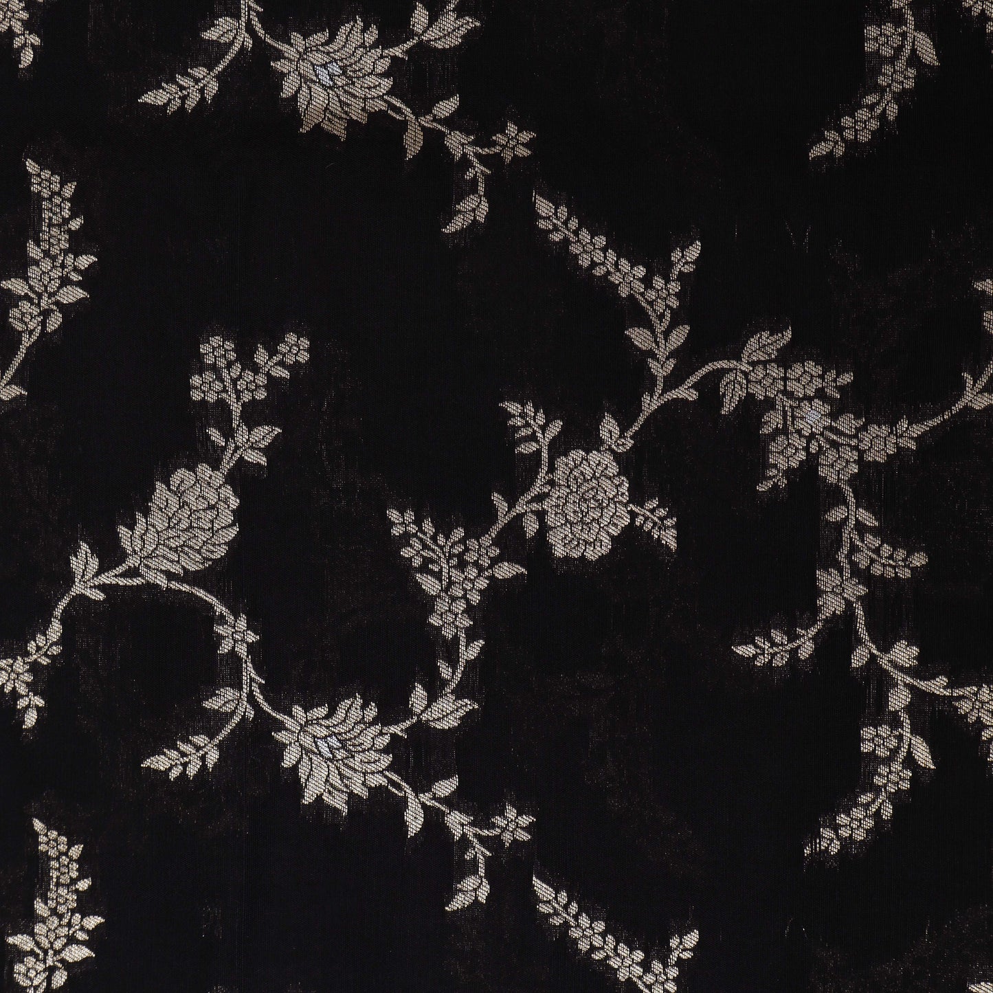BLACK Color chinia silk meena brocade Fabric
