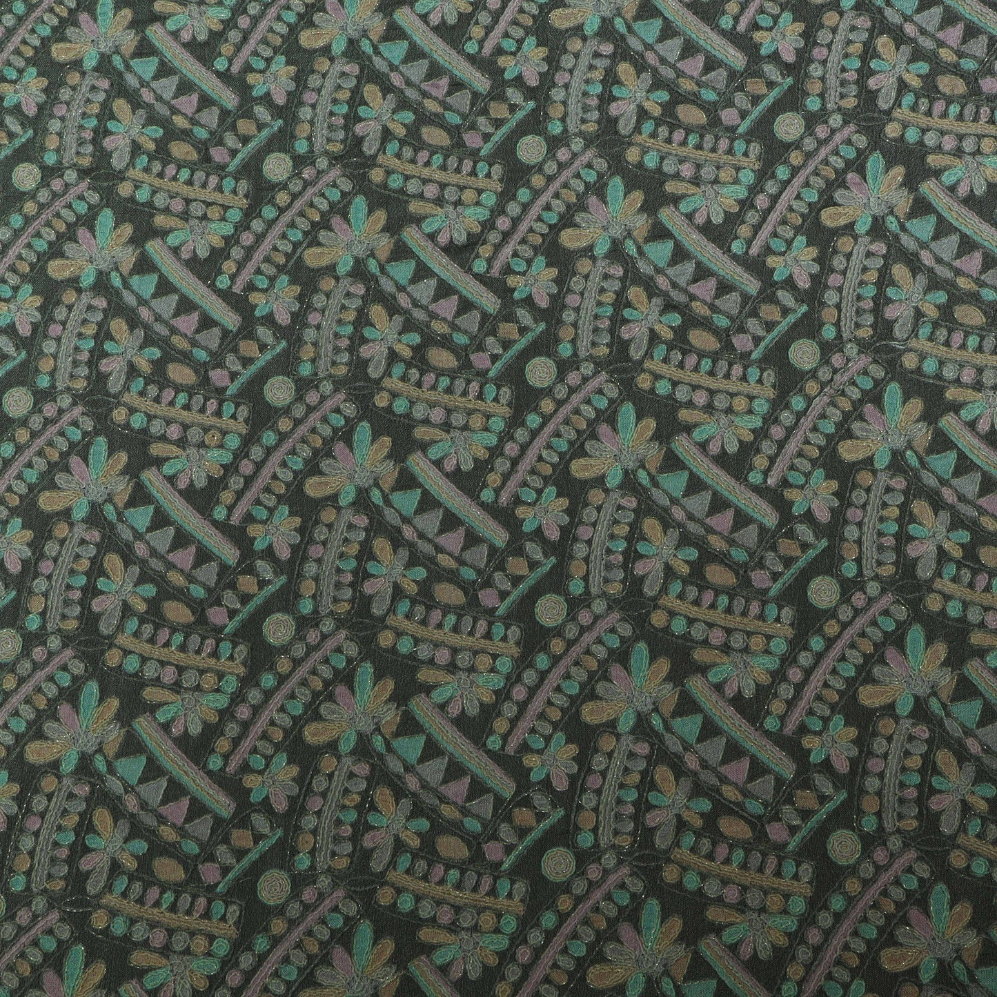 Sea Green Color Fabric Dola Position Print Emb