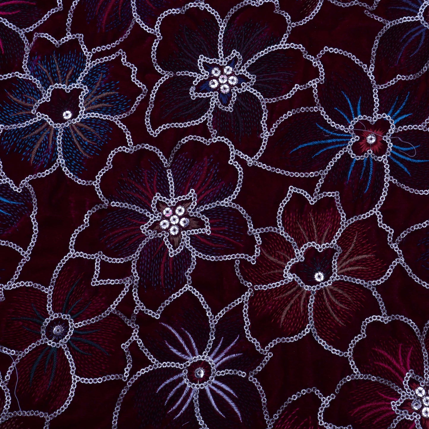 Rani Color Velvet Embroidery Fabric