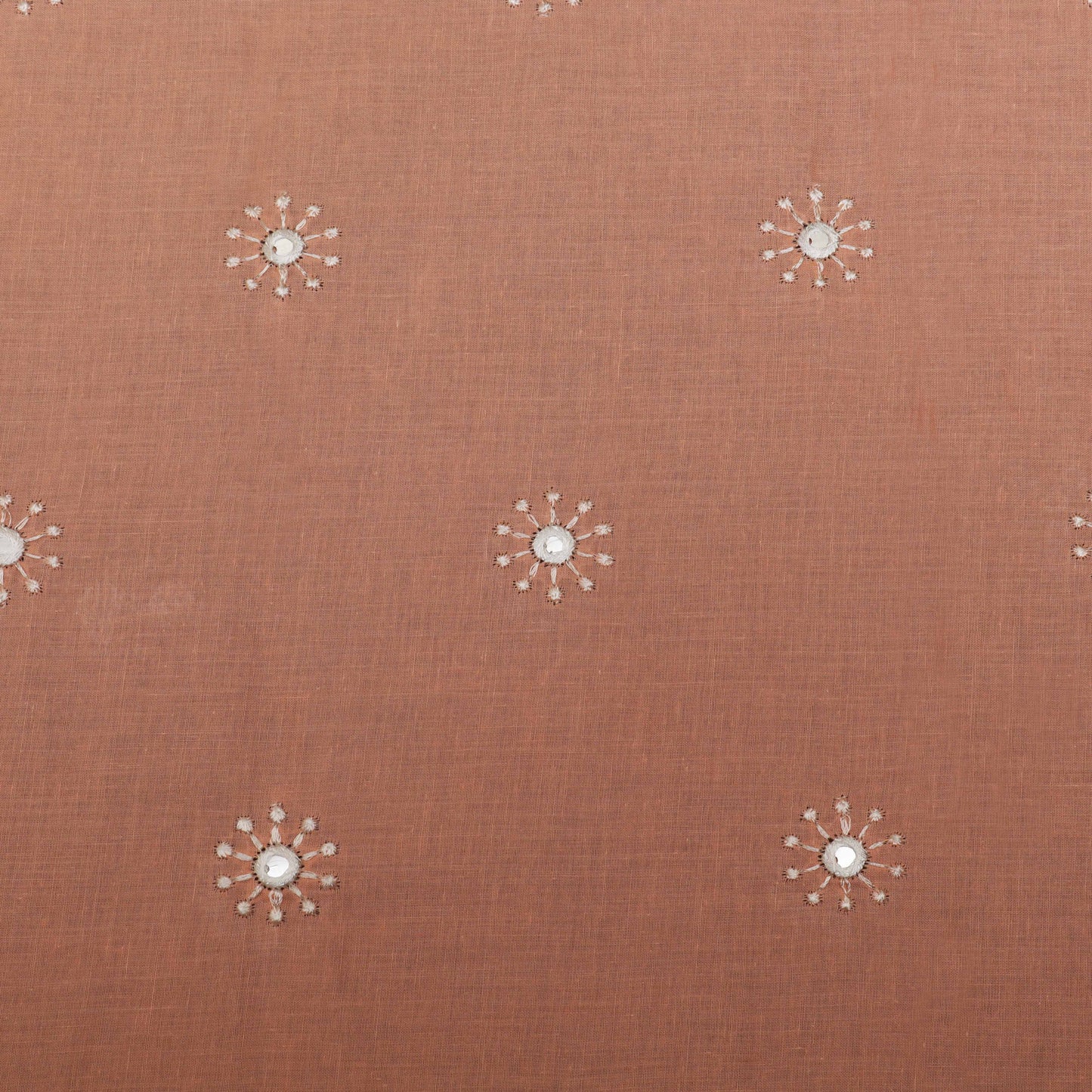 PEACH Color CAMBRIC COTTON MIRROR WORK Fabric