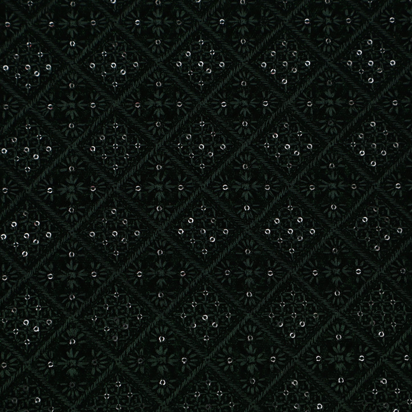 BOTTLE GREEN Color Velvet Embroidery 44' Fabric