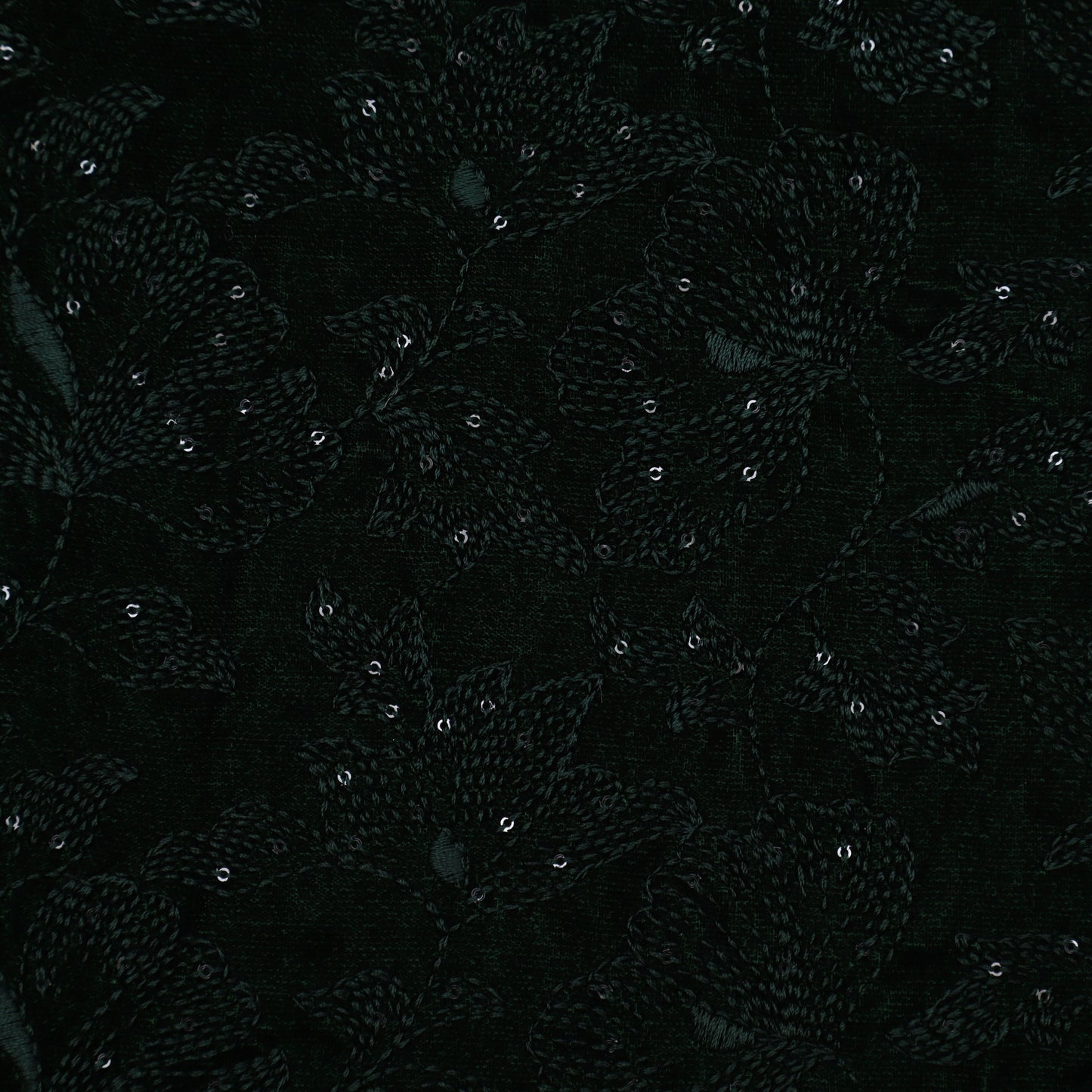 BOTTLE GREEN Color Velvet Embroidery 44' Fabric