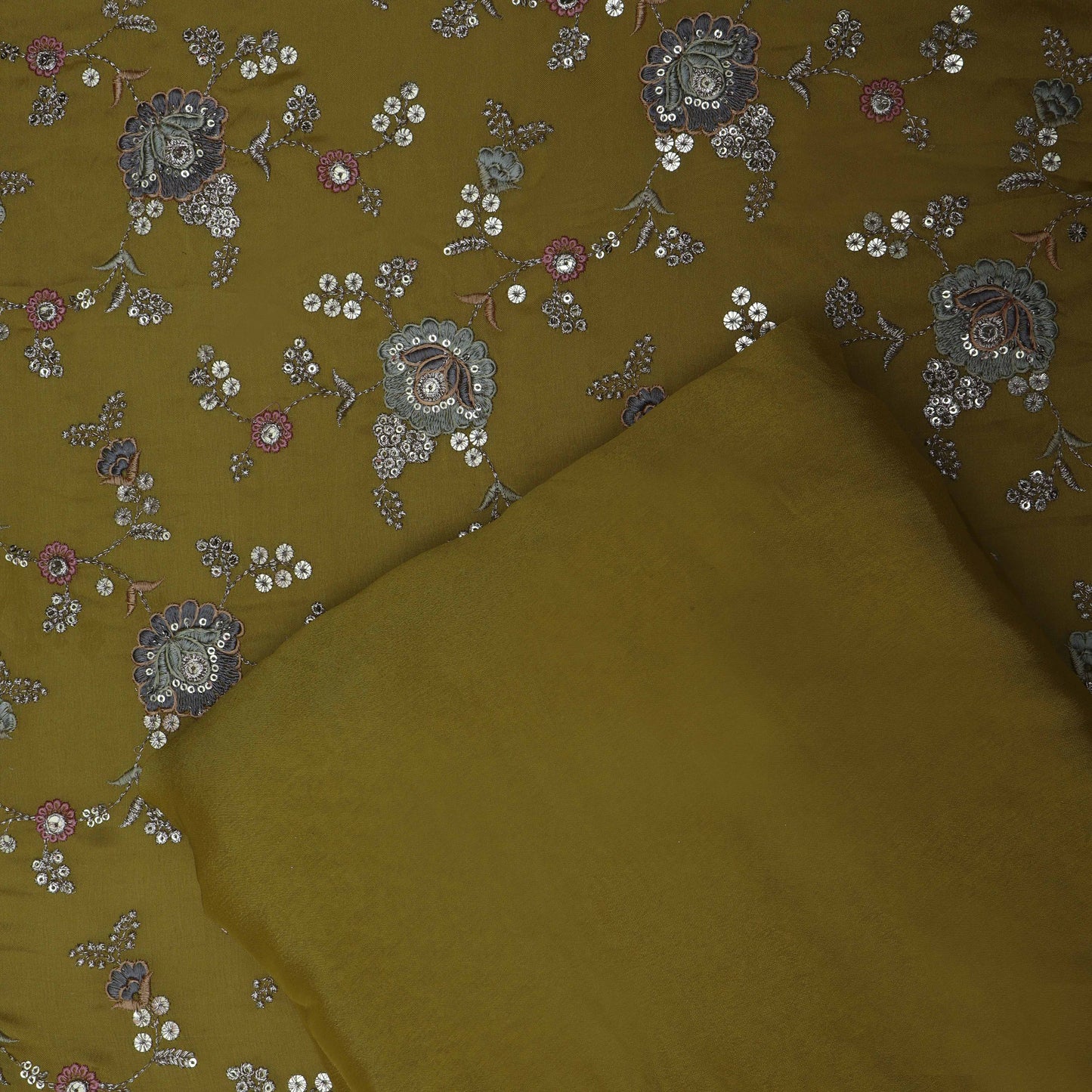YELLOW Color Chinon Embroidery Fabric