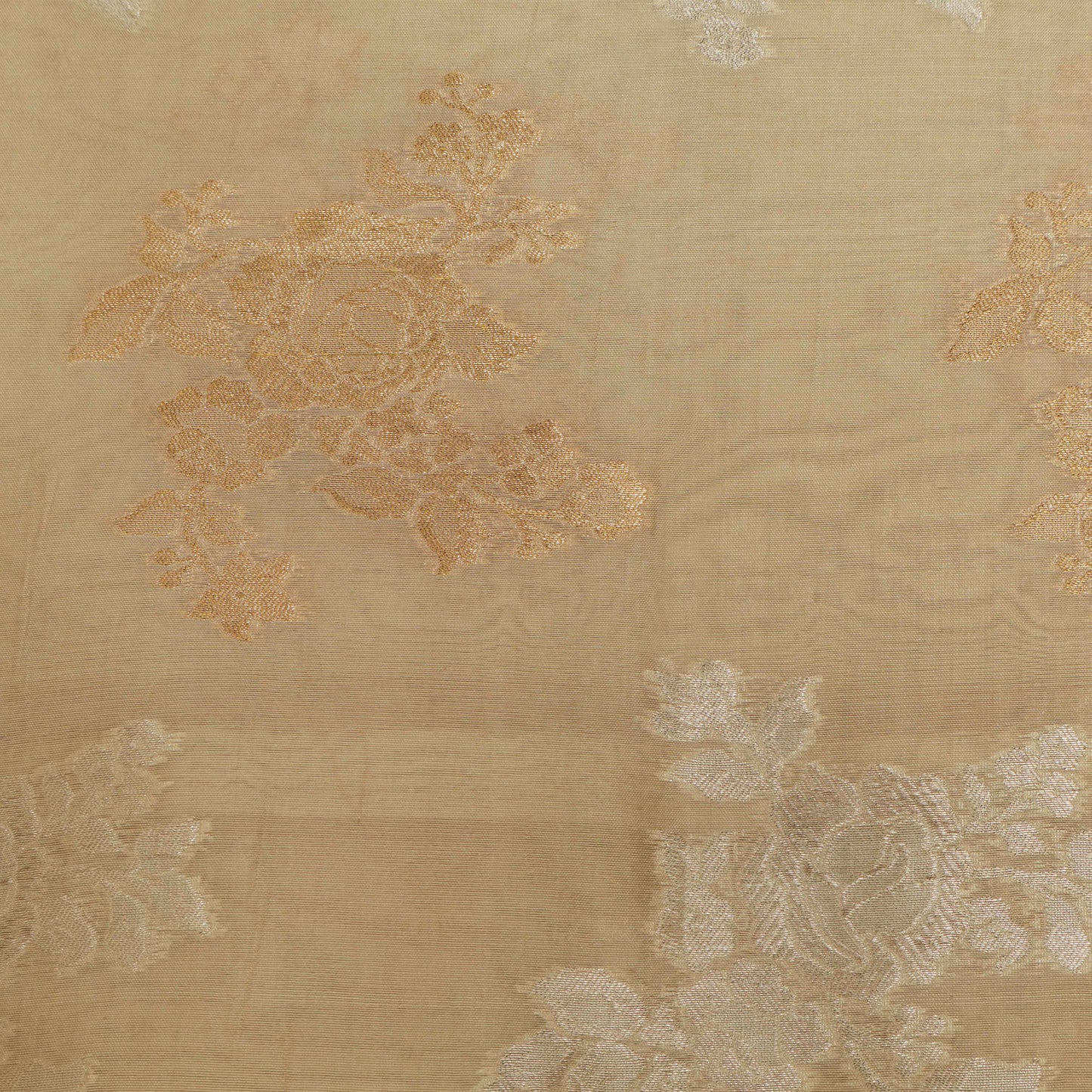 Cream Color Katan Dupion Silk Brocade Fabric