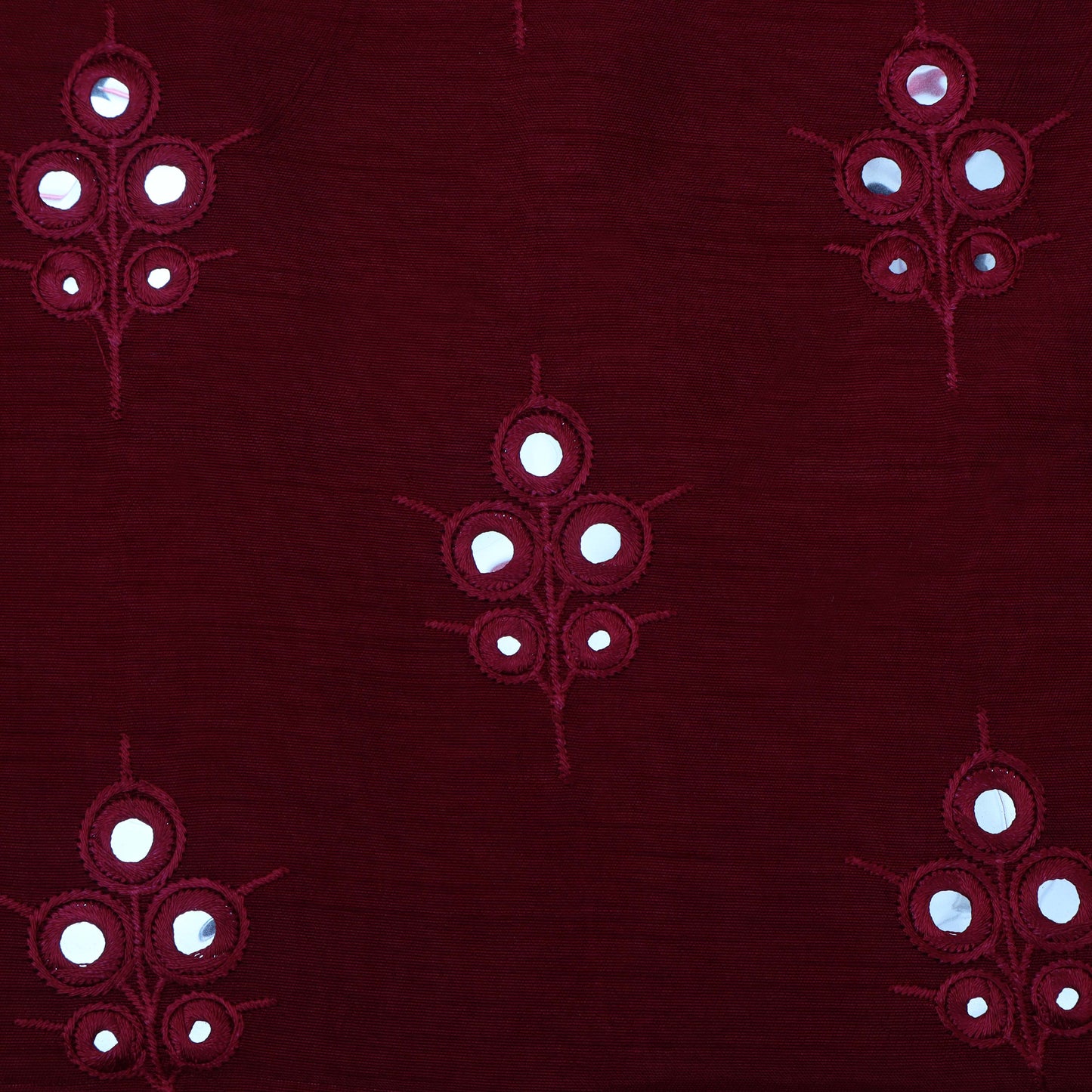 Maroon Color Nokia Silk Embroidery Fabric