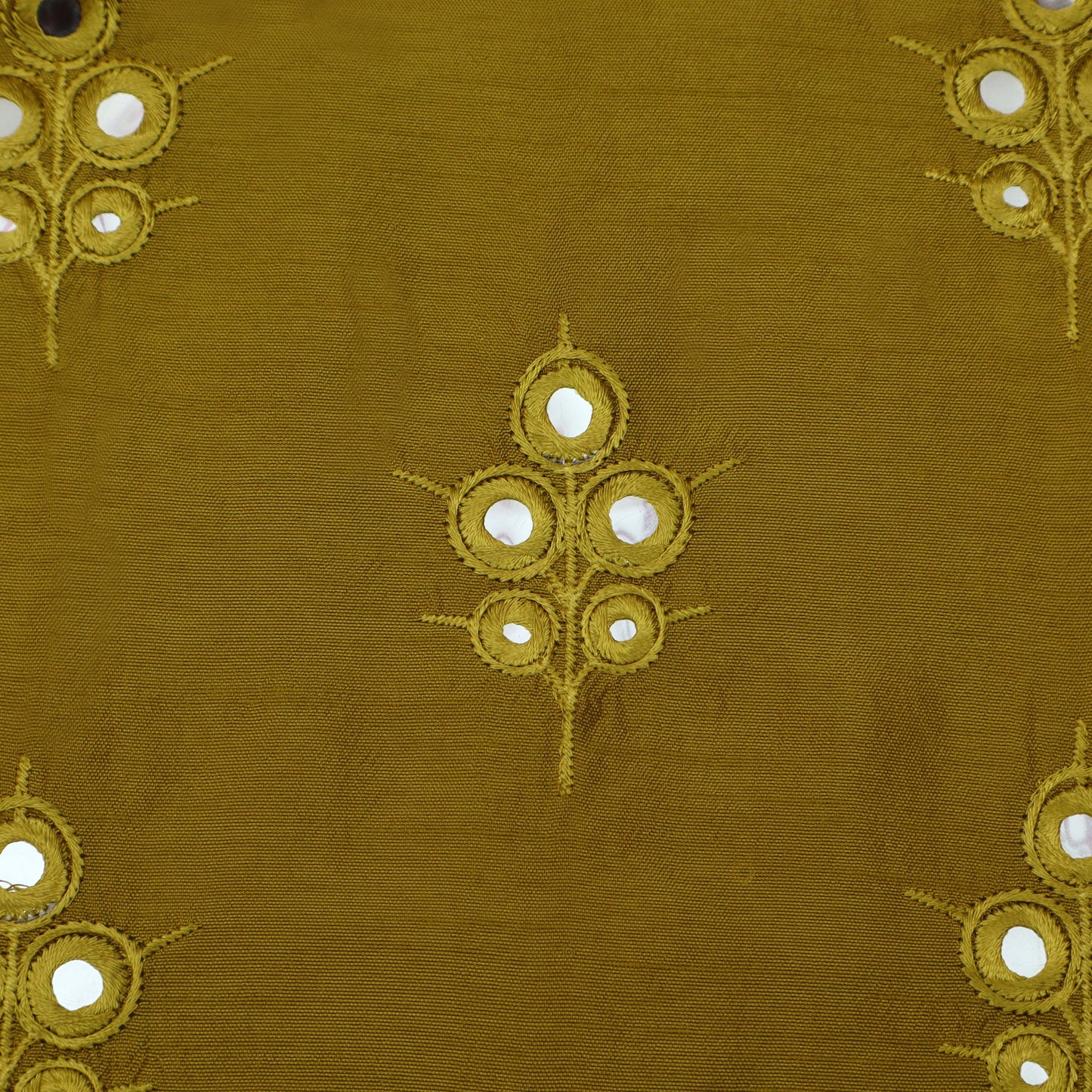 Mustard Color Nokia Silk Embroidery Fabric