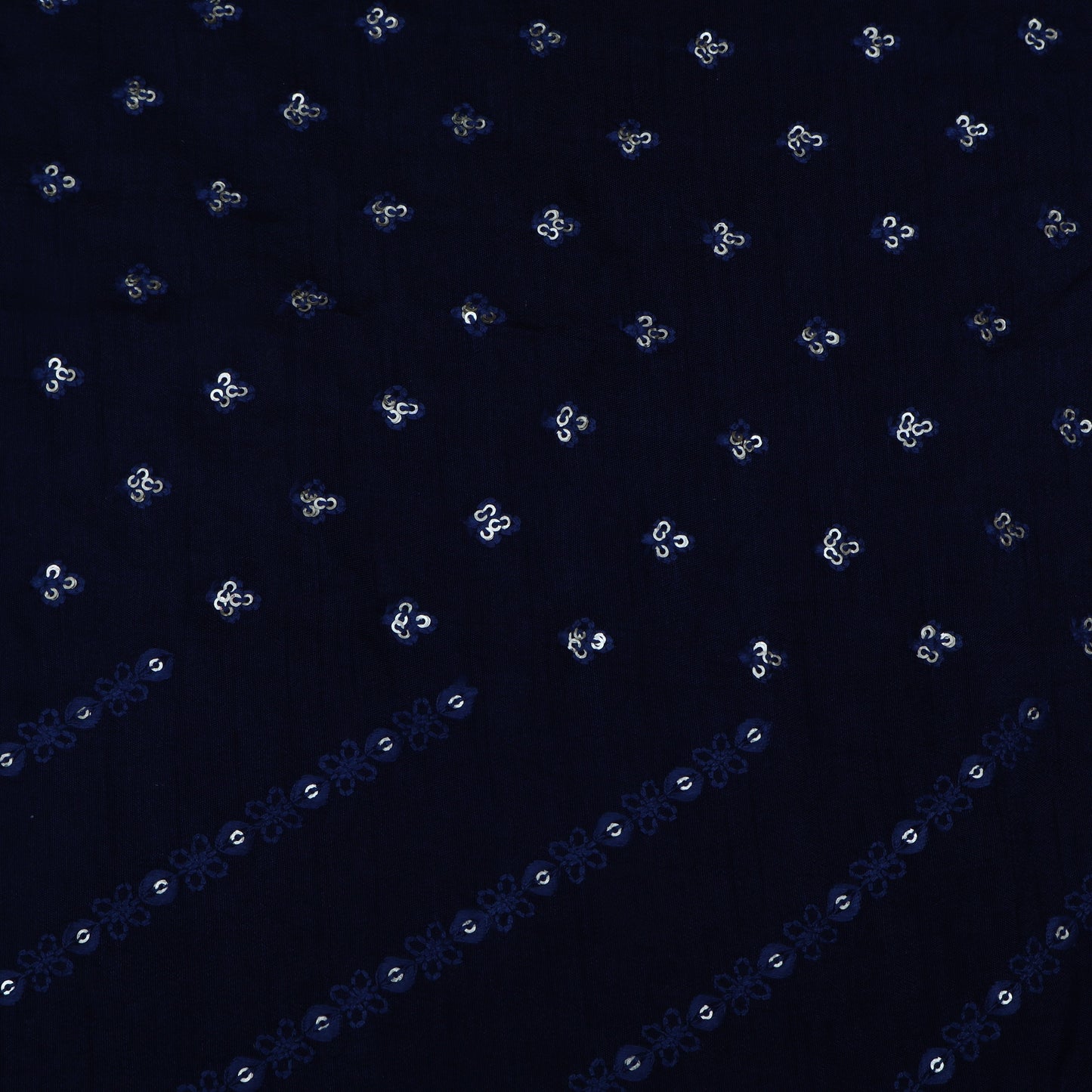 NAVY BLUE Color Nokia Silk Embroidery Fabric