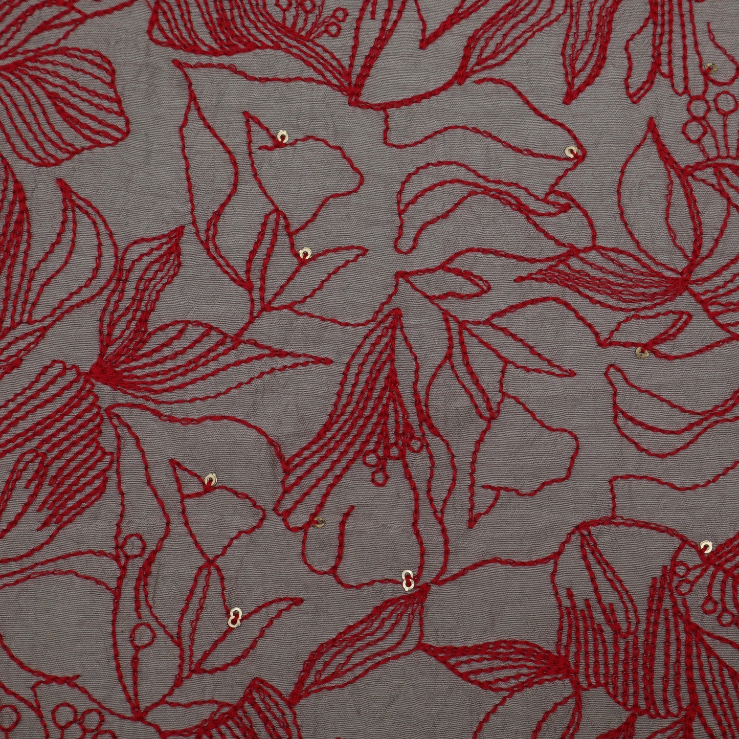 Grey Color Nokia Silk Embroidery Fabric